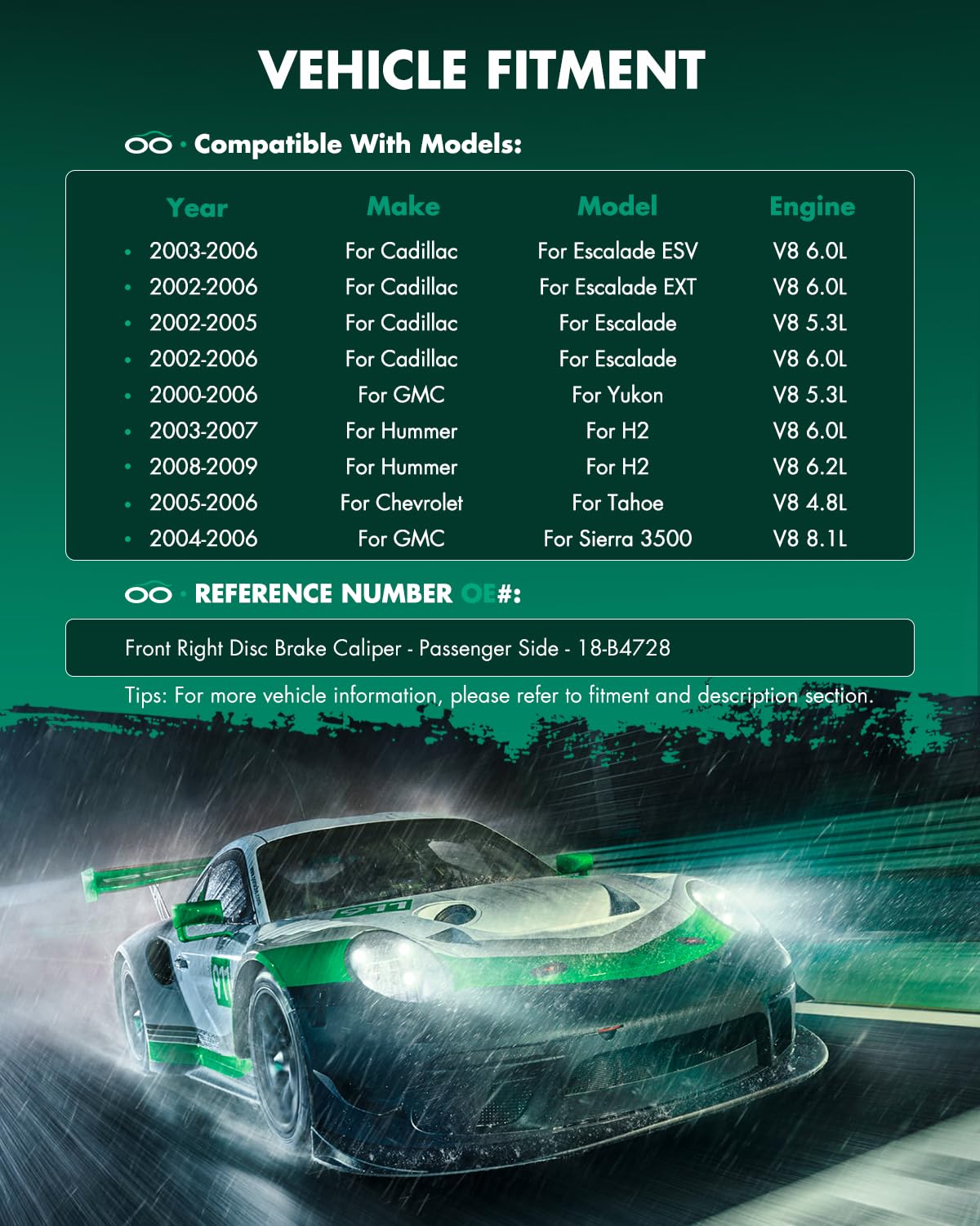 Scitoo Front Right Brake Caliper With Bracket 18-B4728 Compatible For Cadillac 02-06 For Chevrolet 99-13 For Gmc 99-13 For Humme