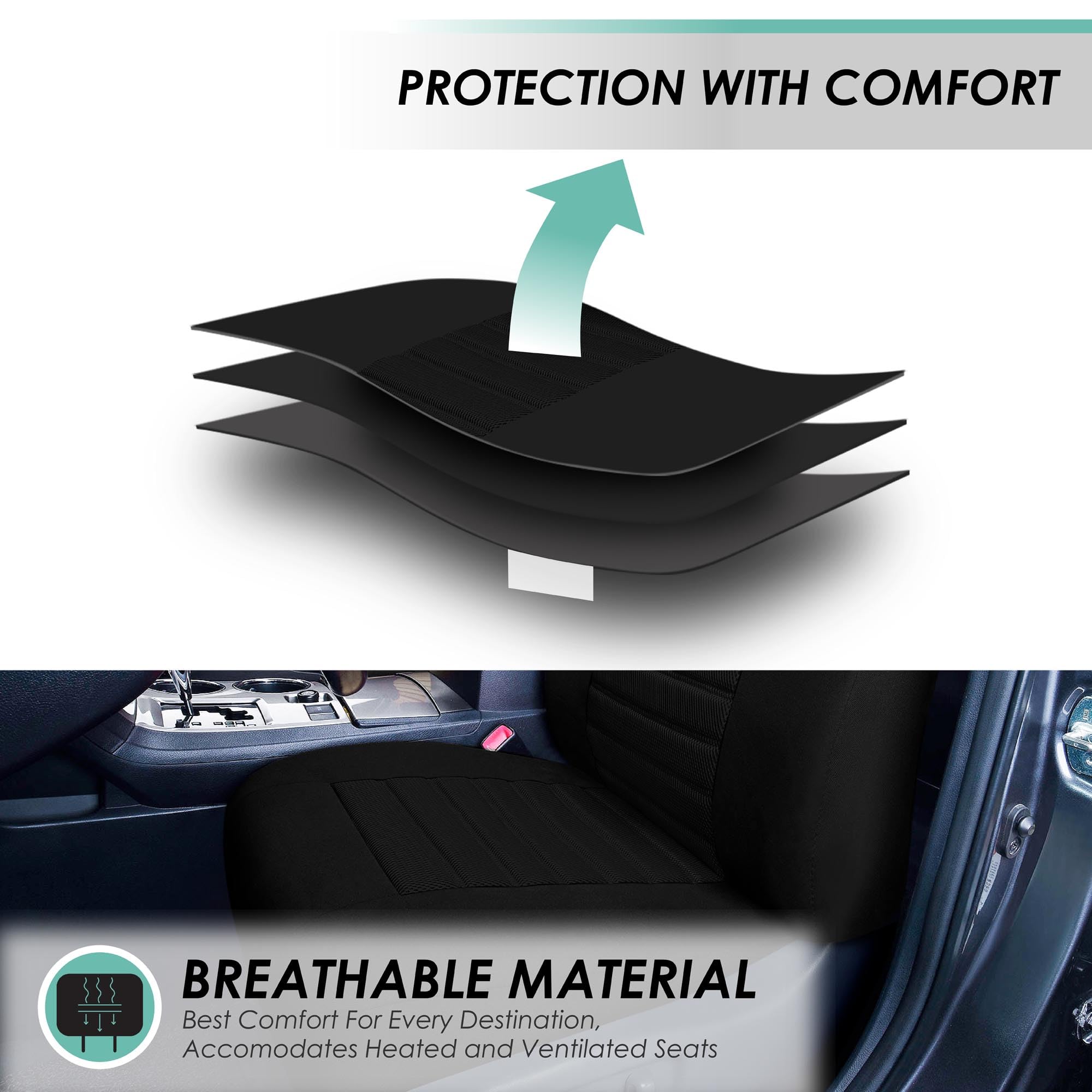 Fh Group Car Seat Covers Premium 3D Air Mesh Front Set With Gift - Universal Fit For Cars, Trucks & Suvs (Black) Fb068102