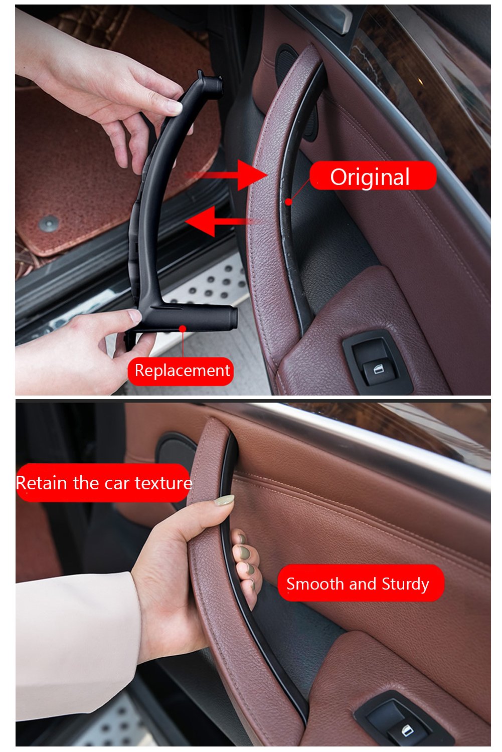 Jaronx For Bmw X5 X6 Door Pull Handle, Inner Interior Door Trim Grab Cover Left Rear Armrest Bracket (Fits:Bmw X5 2008-2013 And
