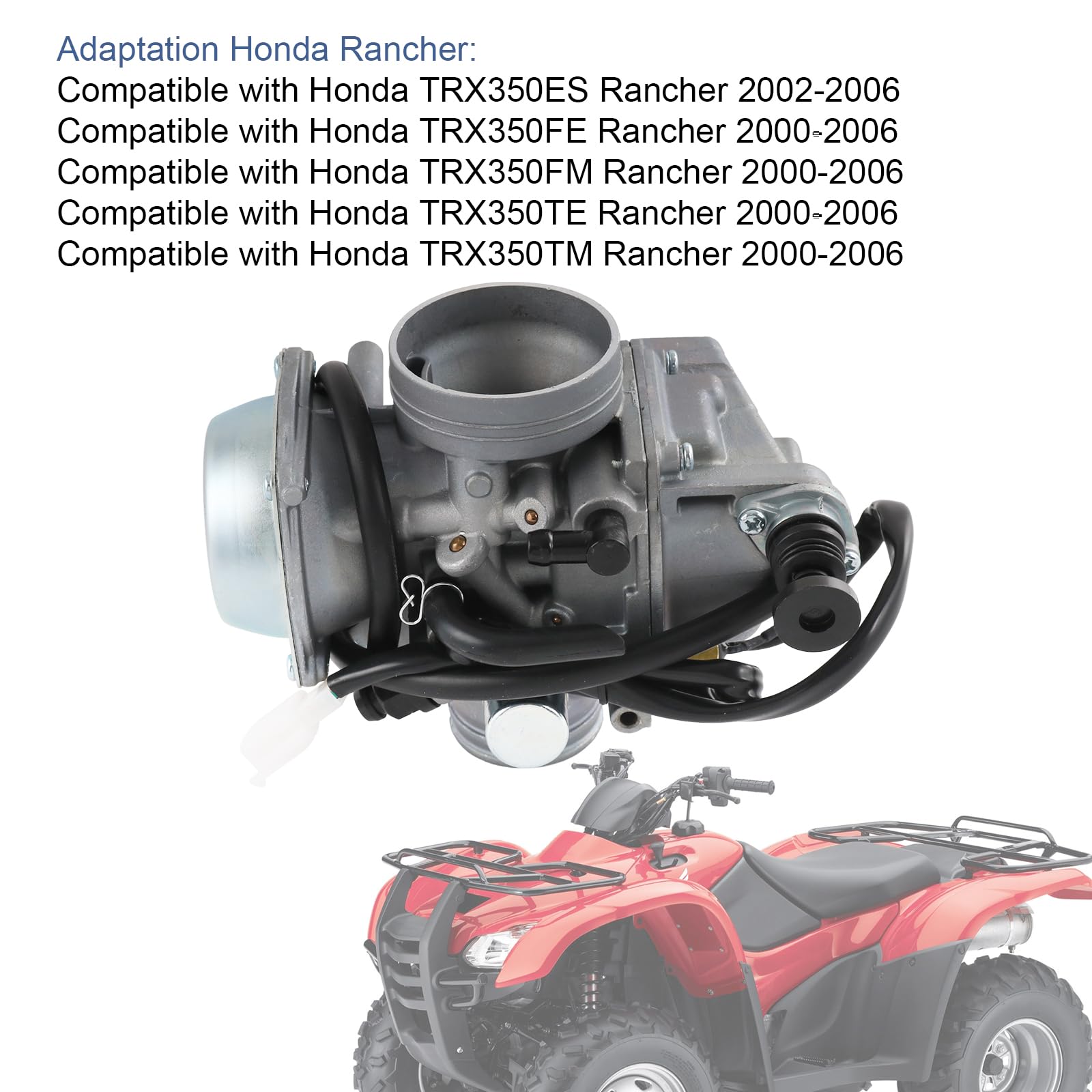 Radhlbniu Carburetor Compatible With Honda Trx350Es/Fe/Fm/Te/Tm Rancher 2000-2006, Trx450Fe/Fm/Es/S Foreman 1998-2004, Trx350/300Fw Fourtrax