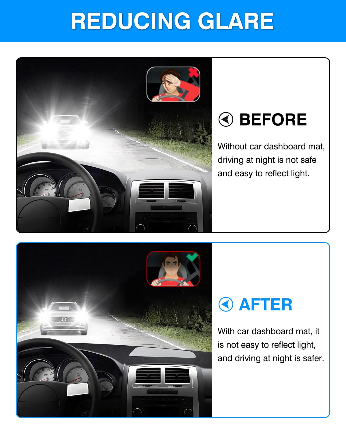 Autorder Dashboard Cover Mat For 2008 2009 2010 Dodge Charger Accessories Dash Cover Flannel Dash Mat Sunshade Glare Uv Rays Pro