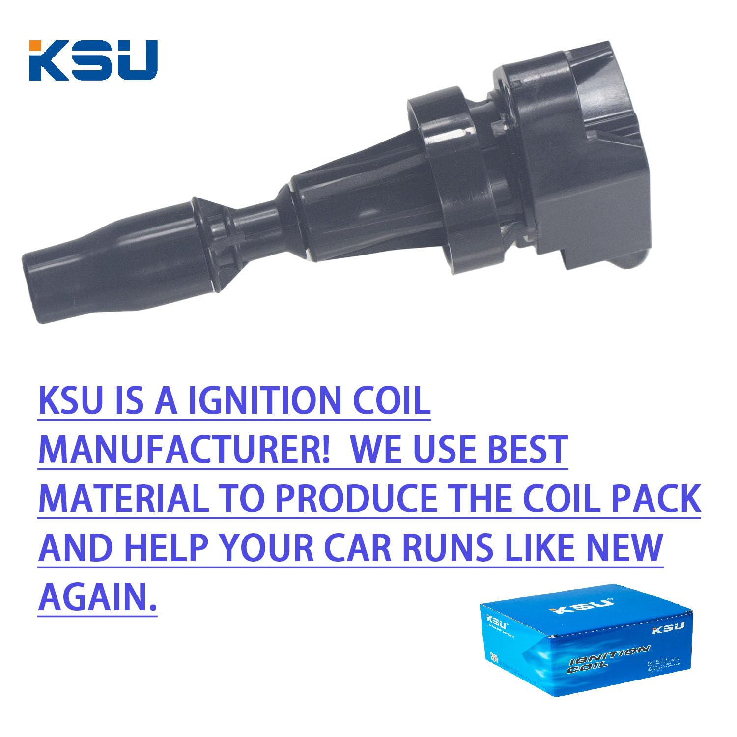 KSU Ignition Coil Pack for Hyundai Elantra 1.6L L4 Turbocharged 2017 2018 2019 2020 2021 2022 2023 uf817 27301-2B120