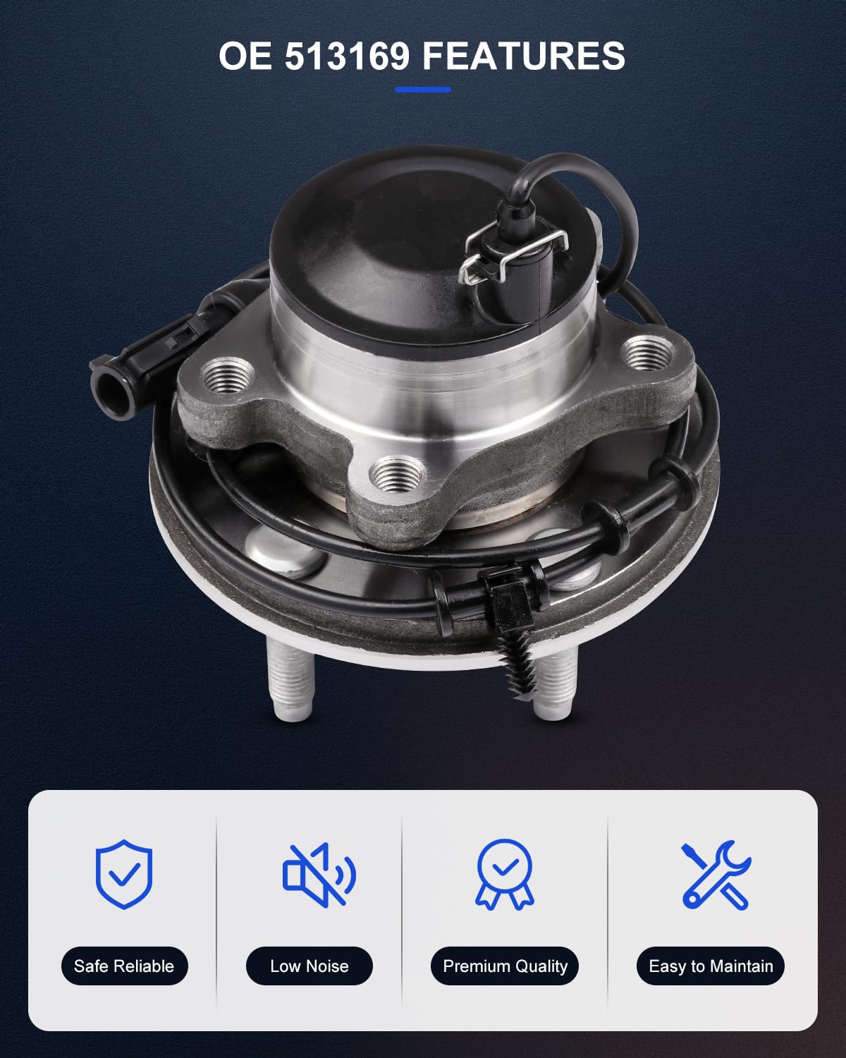 ECCPP Replacement For Wheel Bearing Hub 513169 Hub Bearing Assembly Hub Assemblies Front Axle 5 Lugs W/ABS Sensor For Jaguar S-T