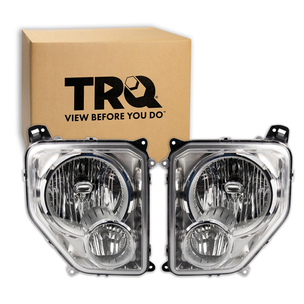 Trq Driver & Passenger Side Headlight Assembly Set Headlights Driver & Passenger Side Compatible With 2008-2012 Jeep Liberty Ch2