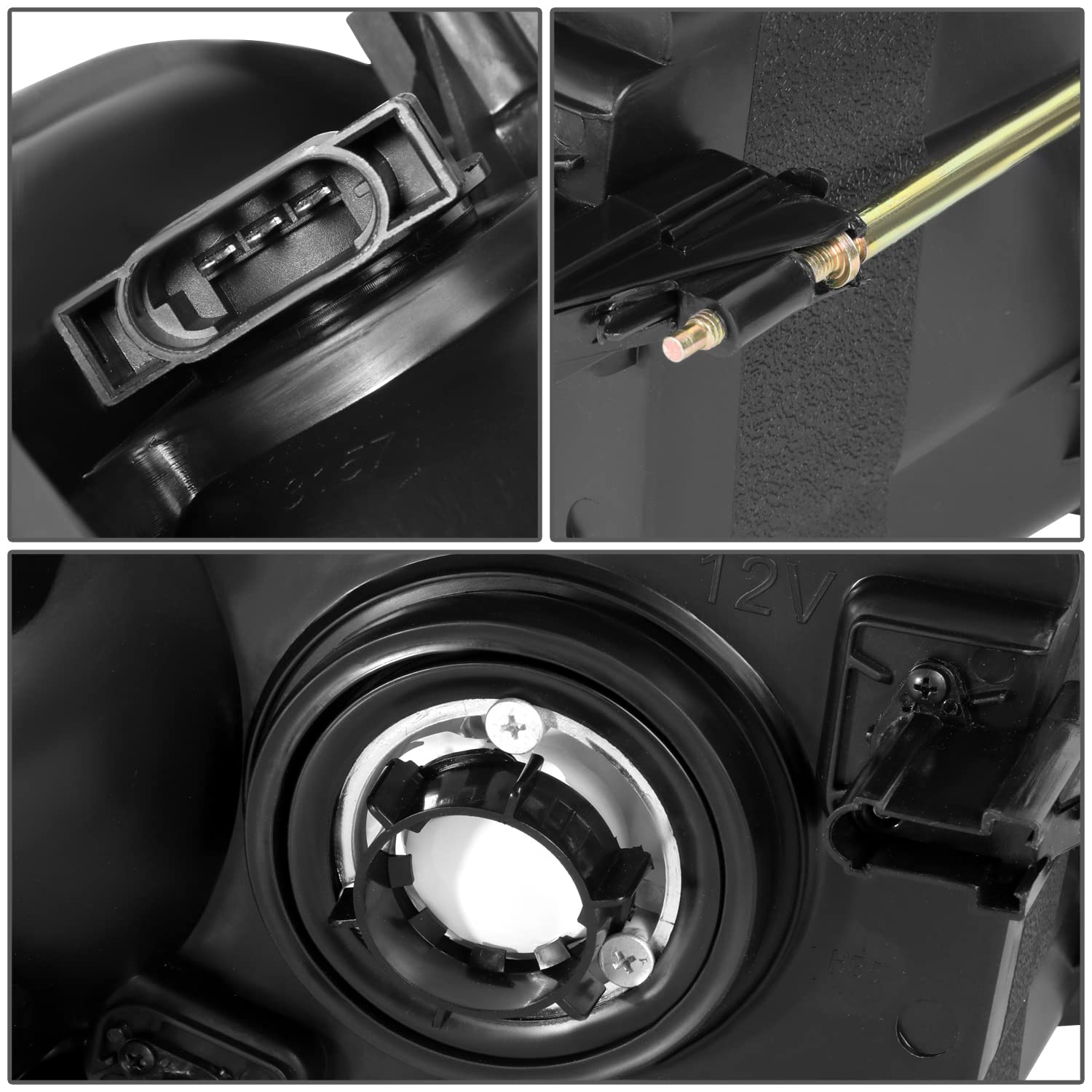 Dna Motoring Hl-Oh-Dr02-Bk-Am Black Housing Amber Corner Headlights Compatible With 02-05 Ram 1500/03-05 Ram 2500 3500, Left & R