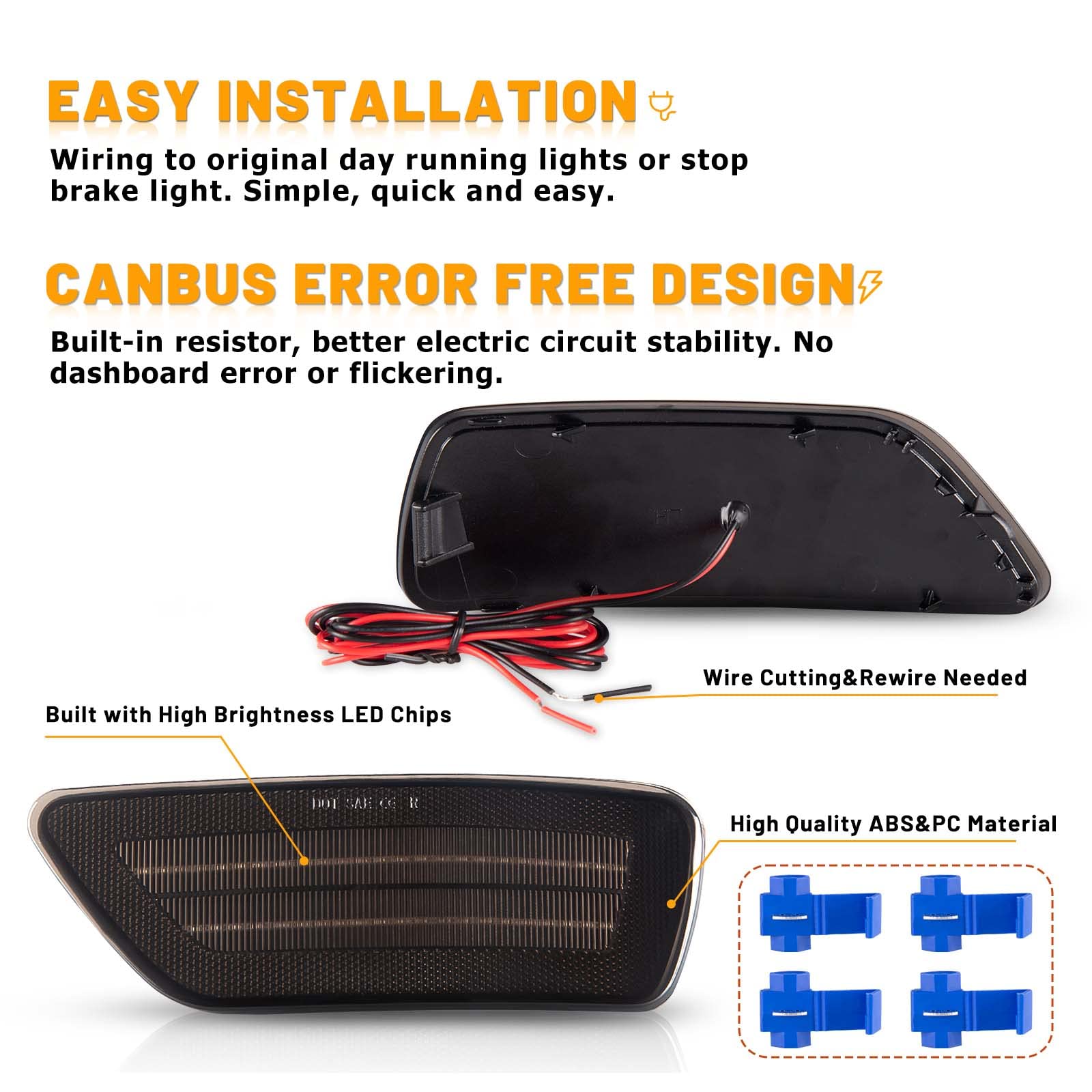 Gempro Rear Bumper Led Reflector Lights Lamp For 2011-2021 Jeep Grand Cherokee, 2013-2017 Patriot, 2011-2020 Dodge Journey, 2Pcs