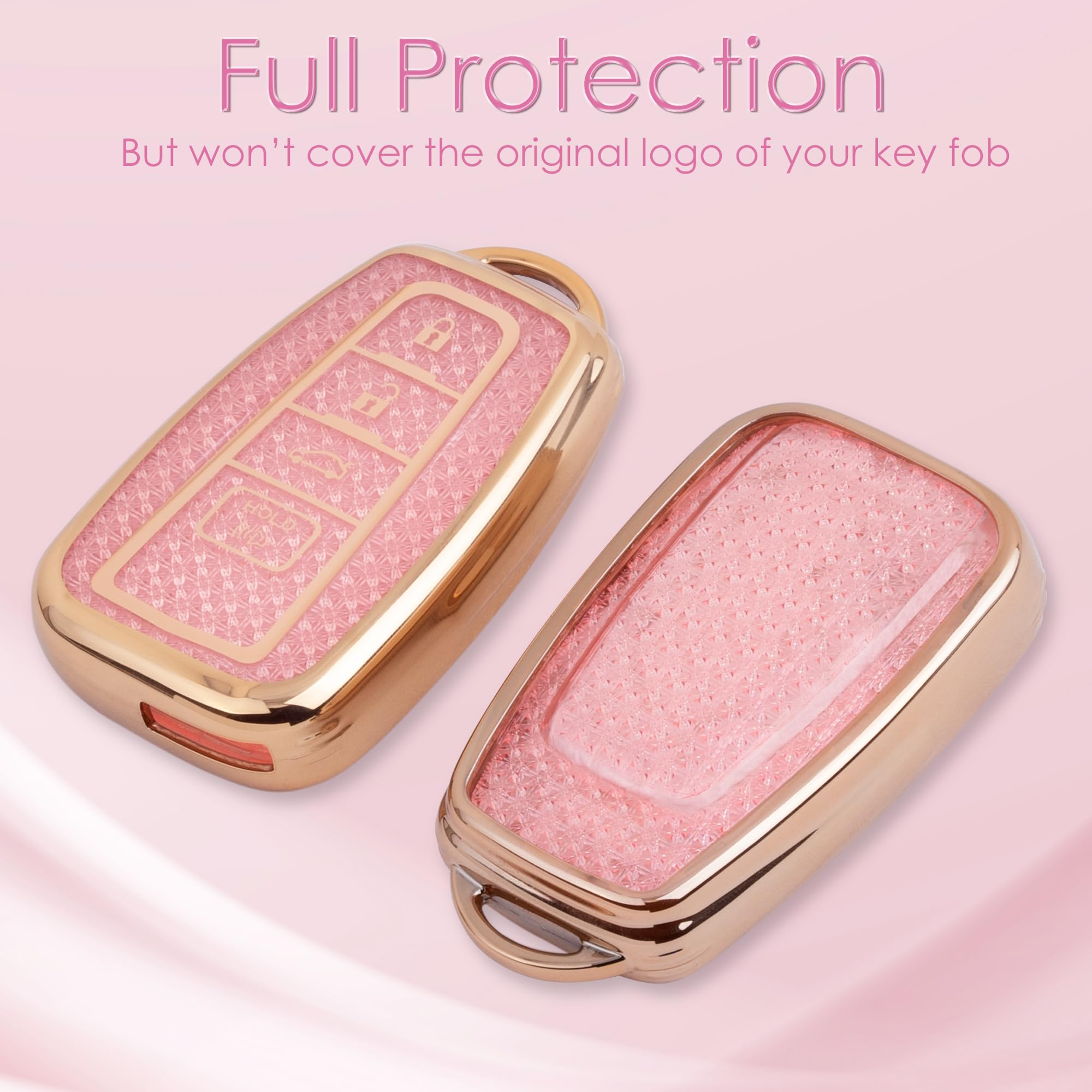 Meruns for Toyota key fob cover with Diamond Bling Keychain, Car Accessories Key holder Shell Full Protection for 2018-2024 High