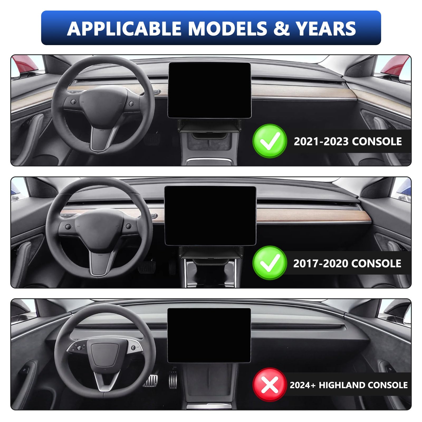 Klutchtech Hideable Under Screen Storage Organizer Compatible With Tesla Model 3 /Y 2025-2017 | Not Fit 2024 Model 3 (Highland)