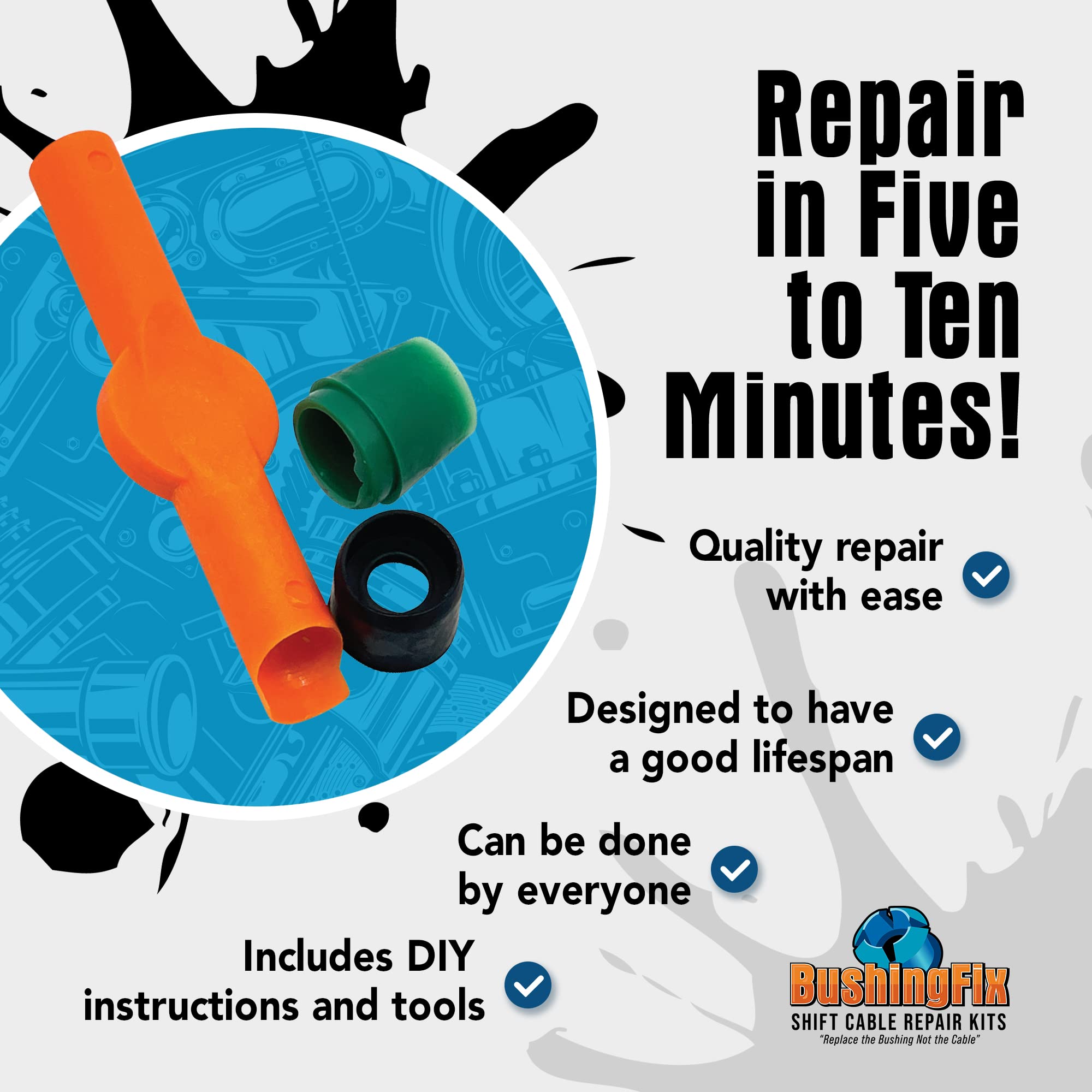 Bushingfix Si2Kit - Automatic Transmission Shift Cable Bushing Repair Kit, Replacement Shifter Cable Bushing, Quality Transmissi