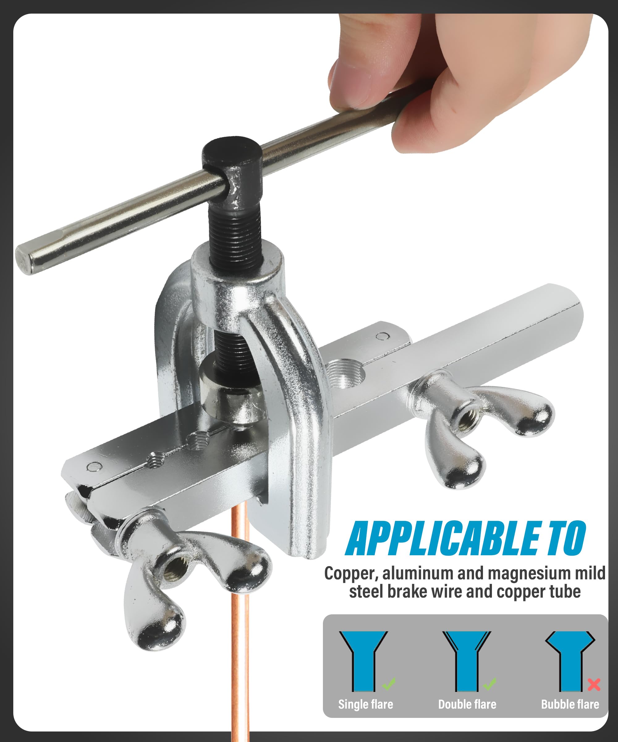 Yakefly 25 Ft 3/16 Copper Coated Brake Line Kit With 16 Fittings And 4 Unions Brake Line Fittings,Brake Line Double & Single Flaring Tool Kit,Fits For Most Hydraulic Braking Systems,Fuel Systems,Etc