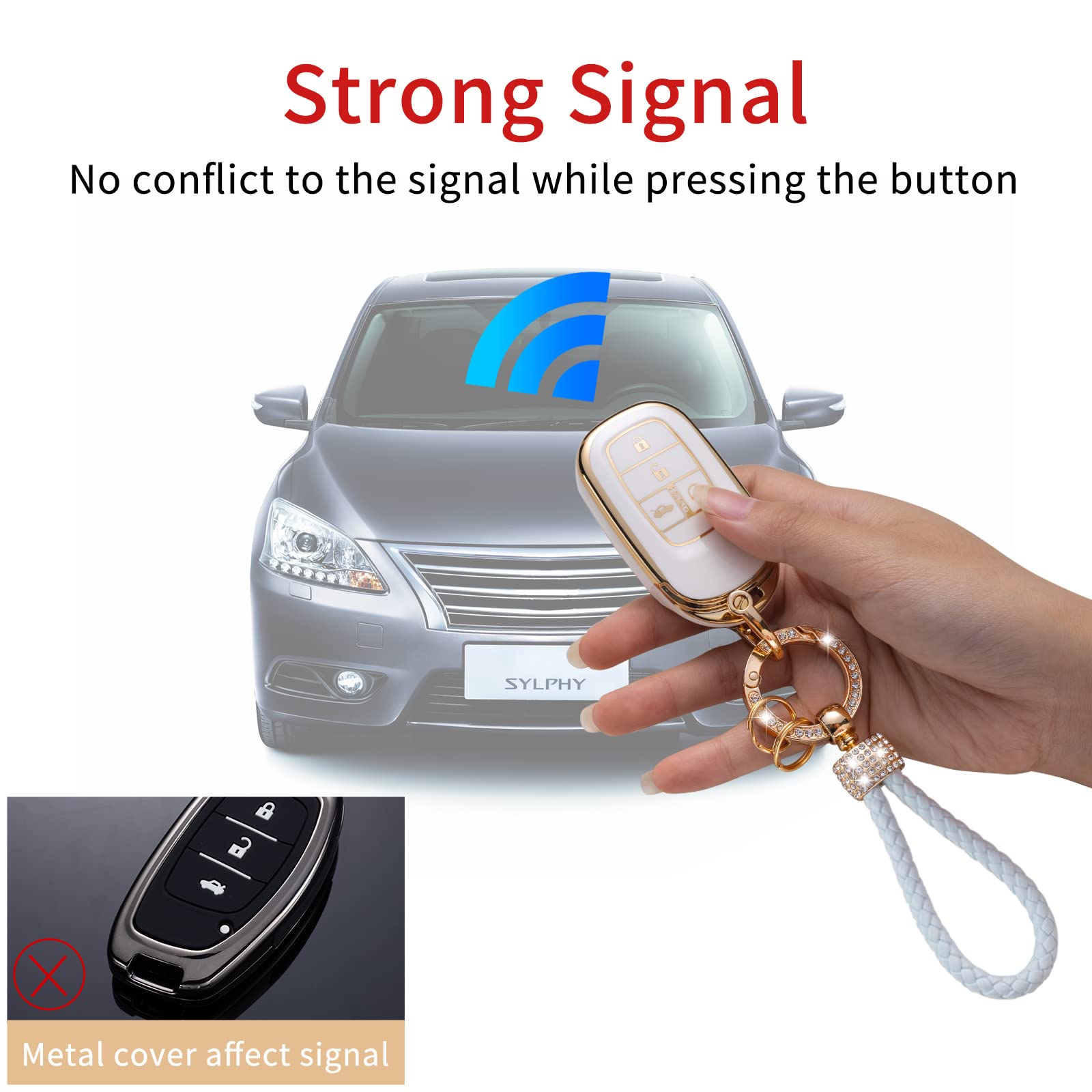 Gematay For Honda Key Fob Cover With Keychain Lanyard, Soft Tpu Key Fob Protector Compatible With 2022 Honda Accord Civic Crv Pi