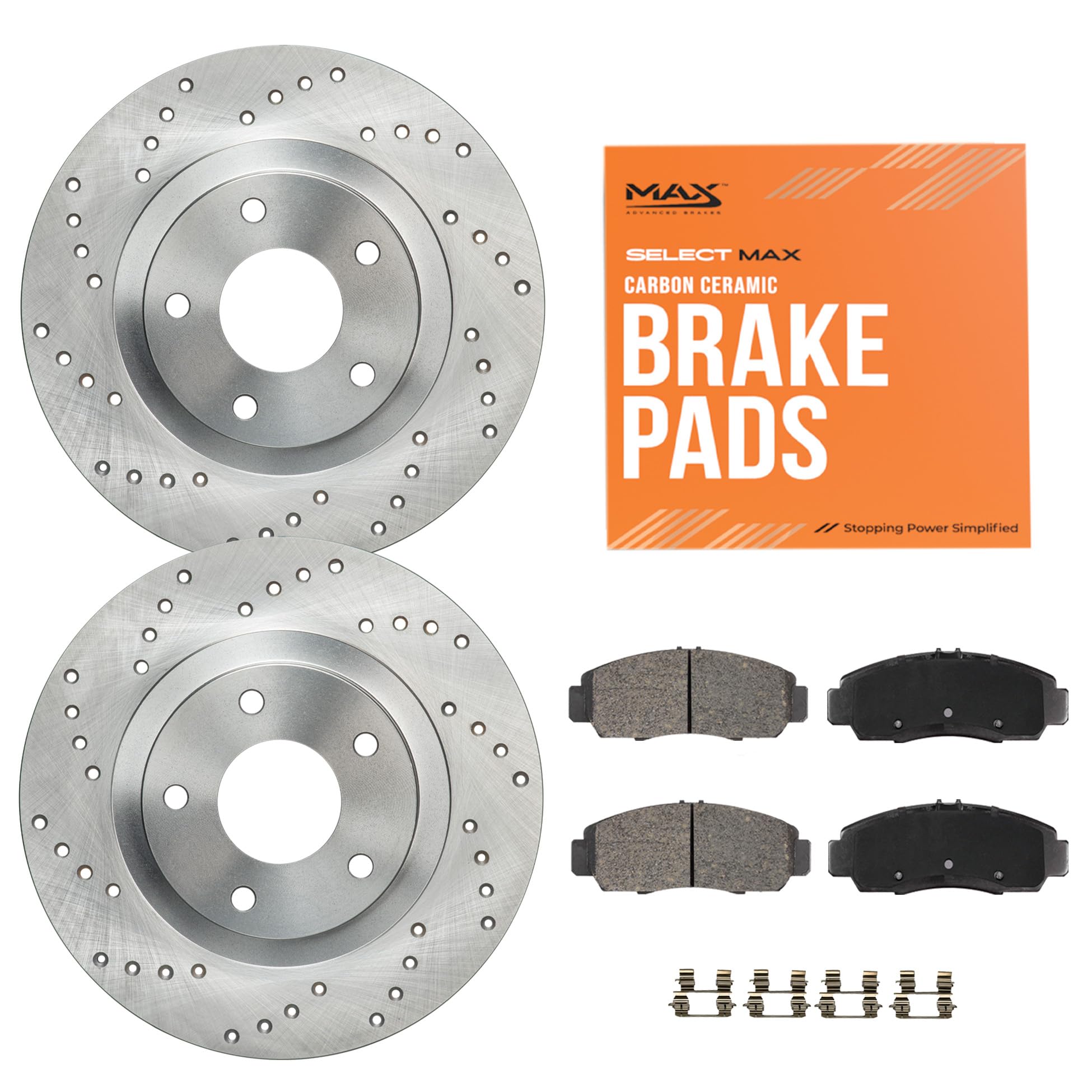 Max Advanced Brakes Rear Brake Kit Compatible With 2019 2020 2021 2022 2023 Chrysler Grand Caravan Pacifica Voyager Replacement