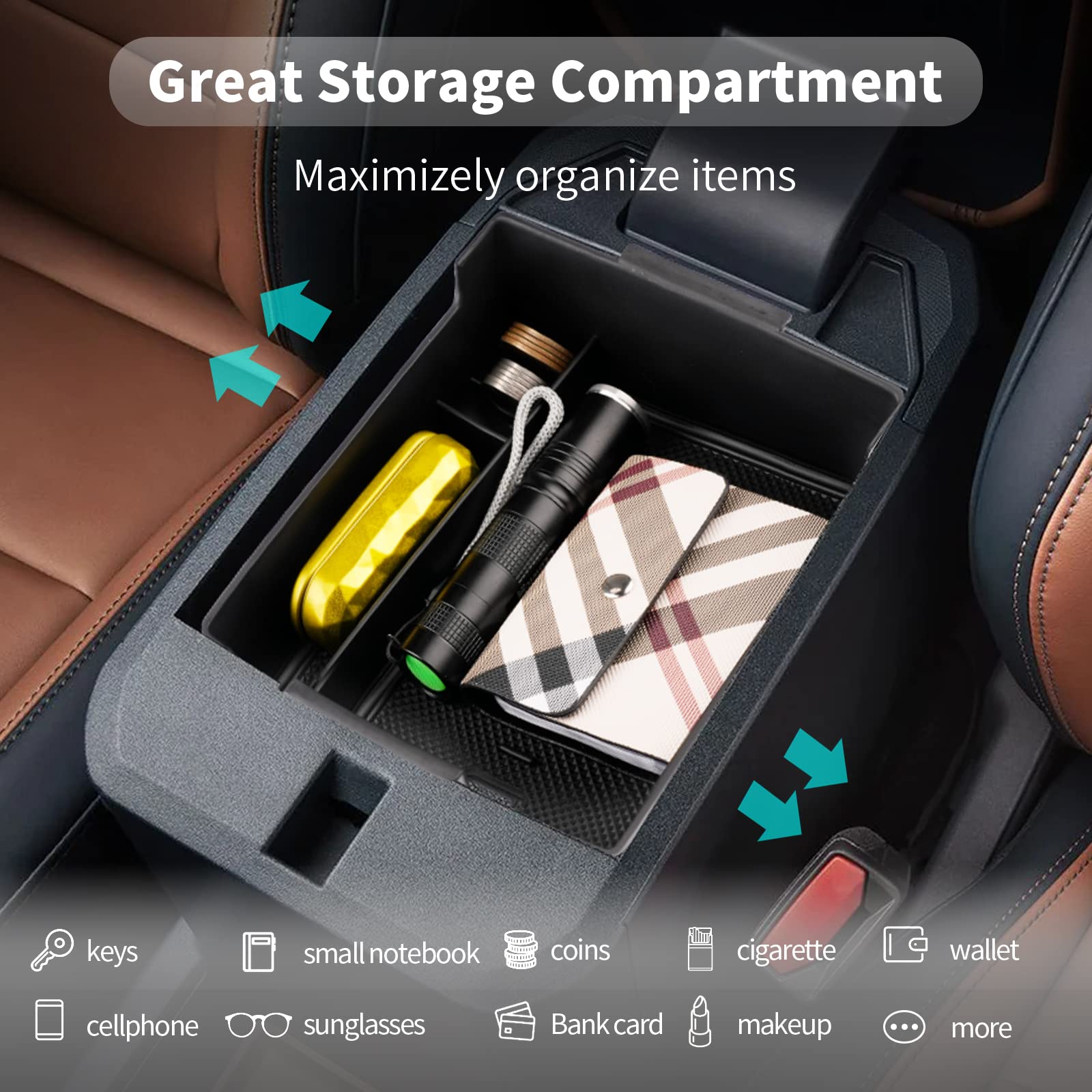 Cdefg Maverick Center Console Organizer For 2022 2023 2024 2025 Maverick Truck Central Console Armrest Tray Storage Box Insert Tray Coin Container Para 2022-2025 Maverick Pickup Truck Accessories