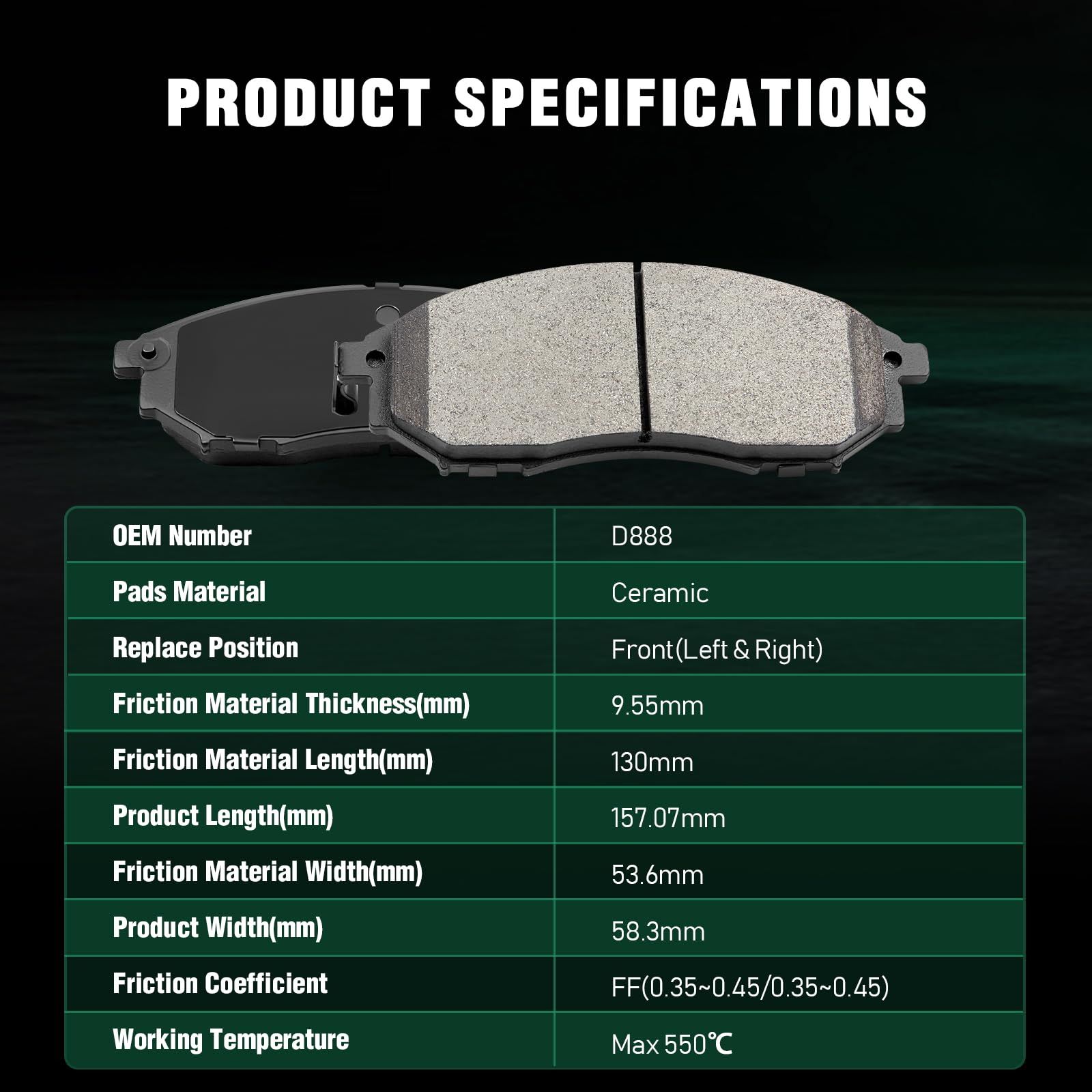 Automuto D905 & D888 Ceramic Brake Pads Kits, Front Rear 8Pcs Brake Pads Set Fit For Infiniti Ex35,Ex37,Fx35,Fx37,Fx45,G25,G35,G