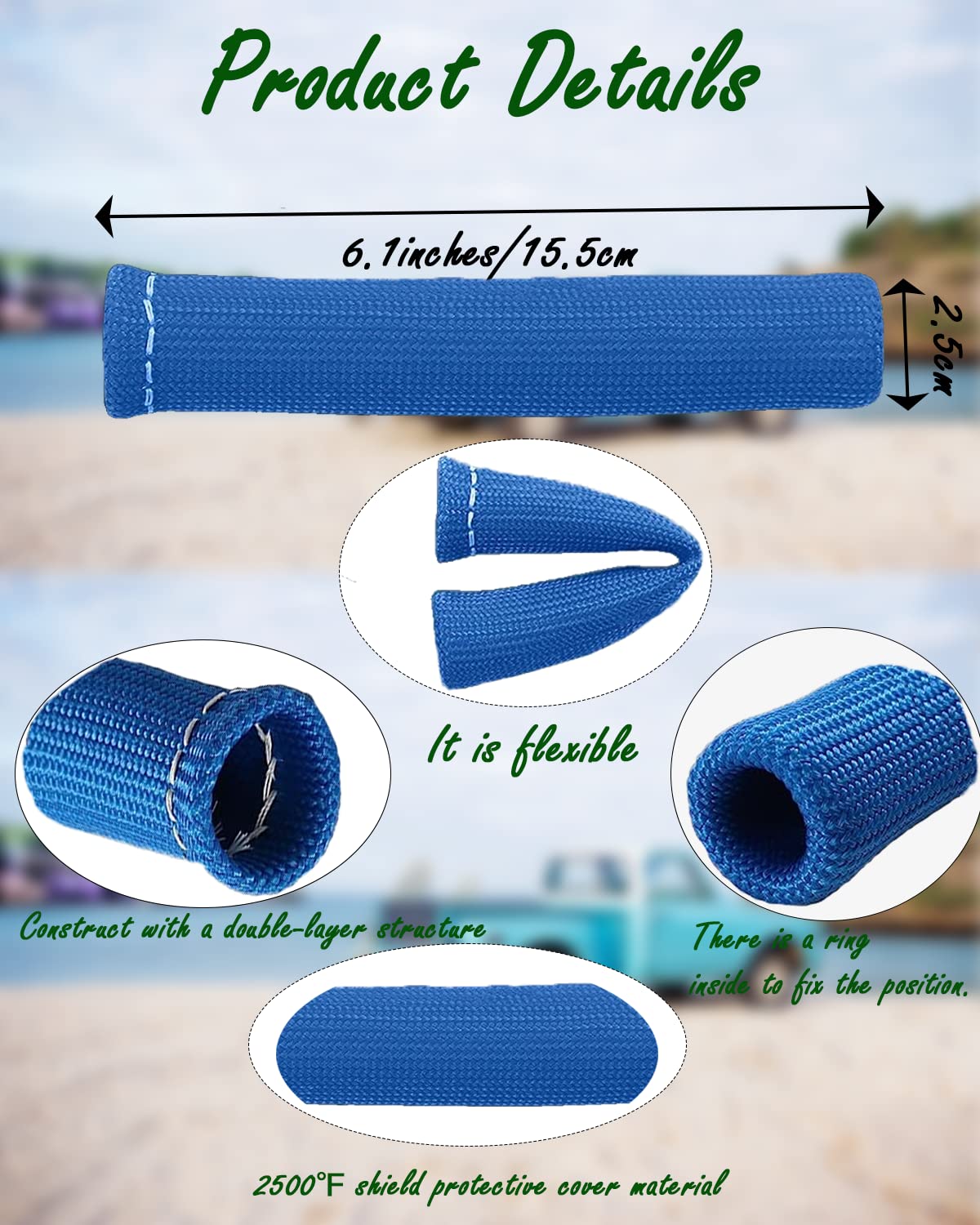 Spark Plug Heat Sleeve Protection - 8 Pcs 2500 Spark Plug Wire Boots Protector, 6 Inches Spark Plug Wire Heat Shield Cover Repla