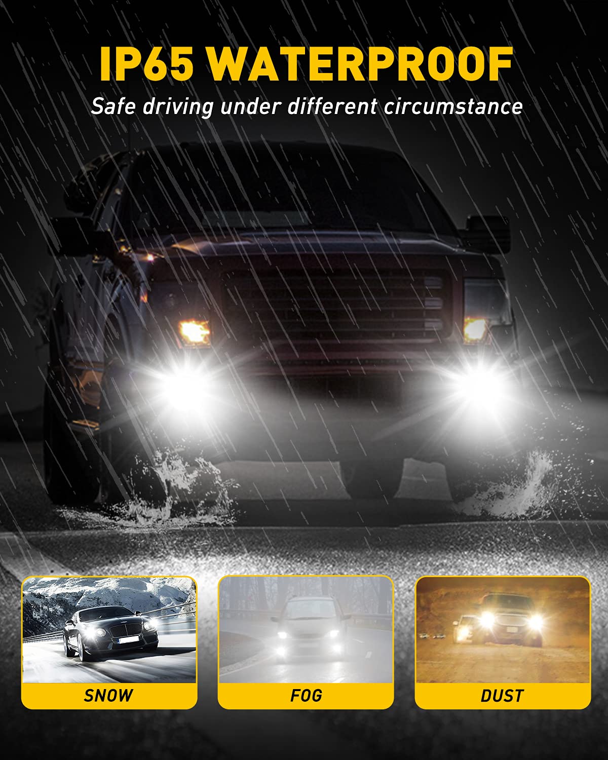 Auxito 9006 Hb4 Led Fog Light Bulbs, 6000Lm High Brightness, 6500K Cool White With Csp Led Chips, Daytime Running Lights Drl Bul