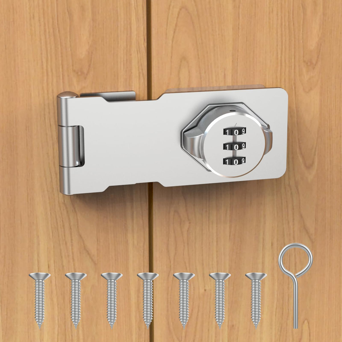 I-Easydww Cabinet Password Hasp Lock, Cabinet Keyless Lock With Screws, Cabinet Combination Lock For Small Door, Cabinets, Barn Door, Bathroom, Outdoor, Garage, Garden, Silver, 2 Pack