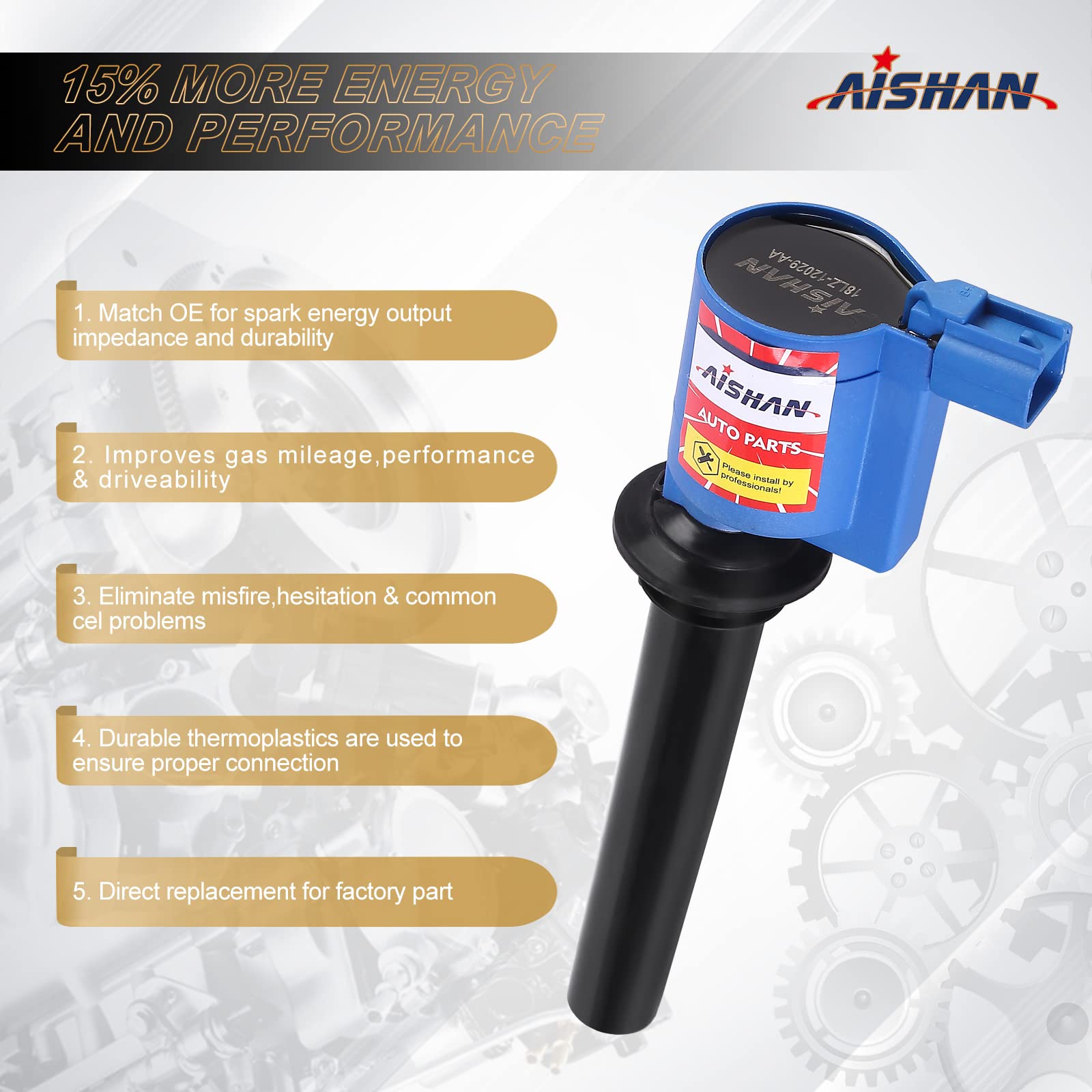 Aishan Set Of 6 Ignition Coil Pack Compatible With Ford Taurus Escape, For Mazda 6 Tribute, For Mercury Mariner Montego Sable V6