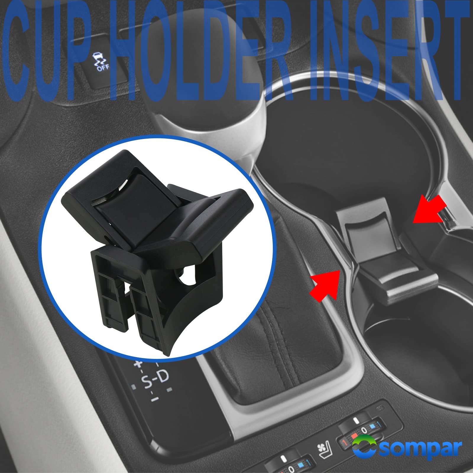 Osompar Cup Holder Insert Divider for 2014-2019 Toyota Highlander - Black, Regular Size, Replaces 55618-0E170-C0
