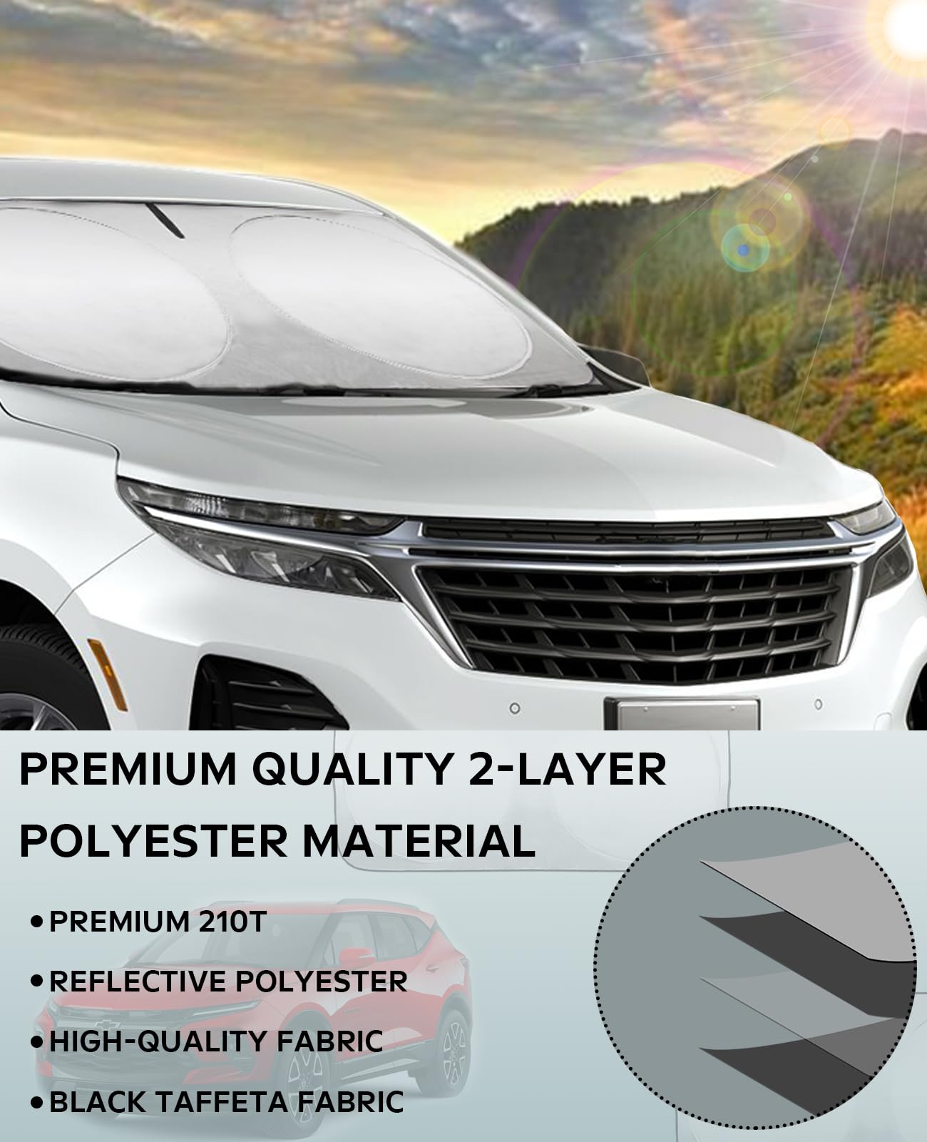 For 2022 2023 Escape Suv Sun Shade Sunshade Windshield Cover, Thicken 2-Layer Foldable Front Window Sun Visor Protector For 2020