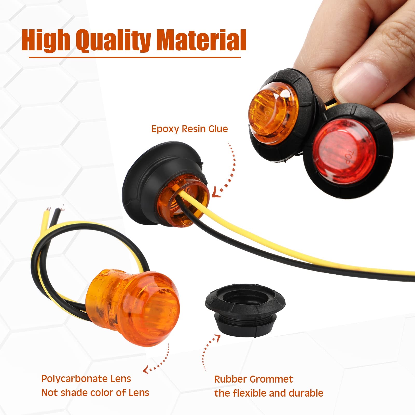 150 Pieces 3/4 Inch Round Mini Surface Mount Led Side Marker Lights Led Marker Lights Trailer Side Marker Lights For Truck Boat