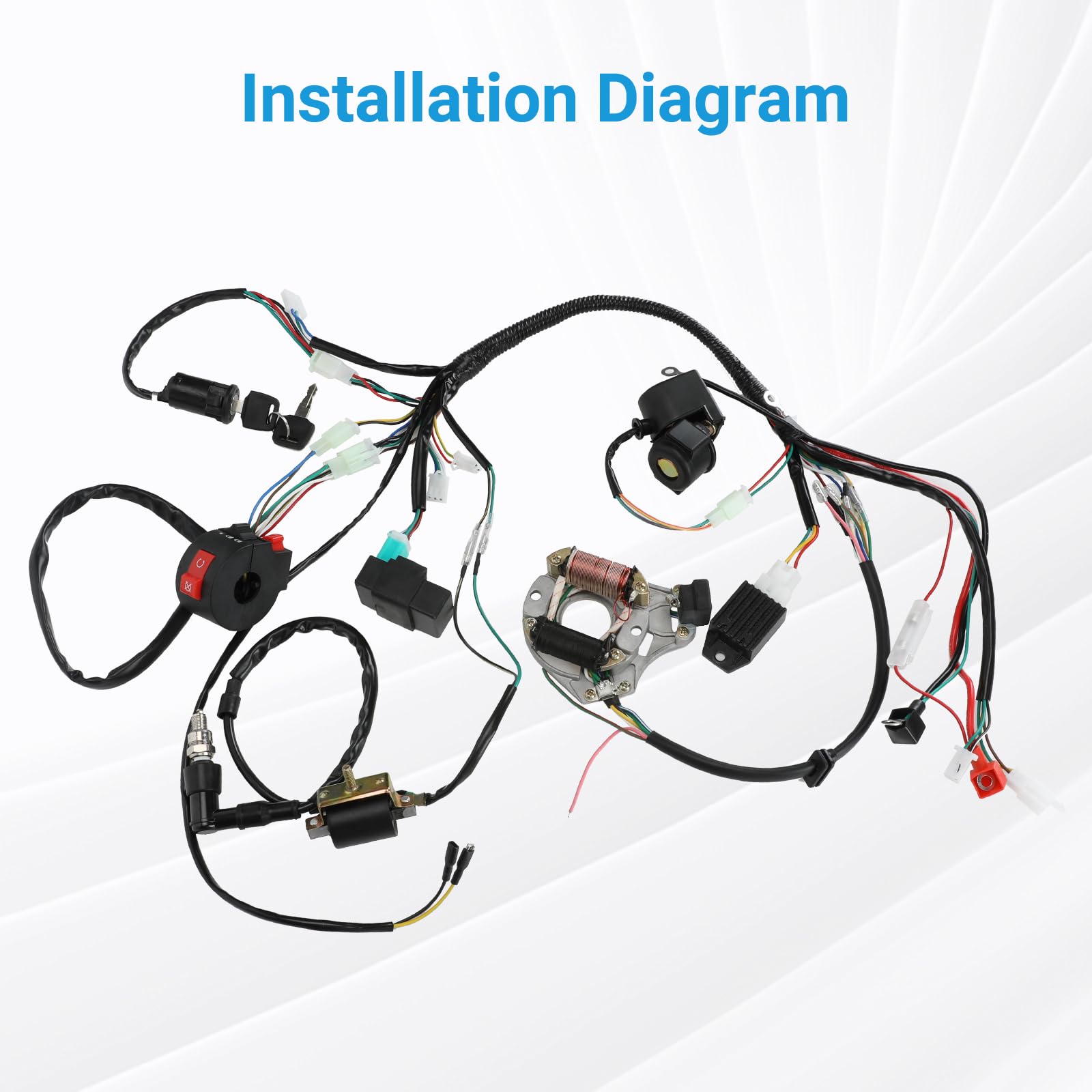 Eopoayi Complete Wiring Harness Kit Compatible With Tao Tao Coolster 110Cc 125Cc Chinese Atv Quad 4 Wheeler 4 Stroke Parts With