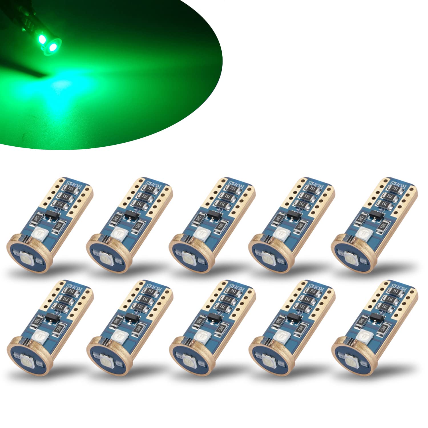 Ibrightstar Newest Extremely Bright Wedge T10 168 194 Led Bulbs For Car Interior Dome Map Door Courtesy License Plate Lights, Gr