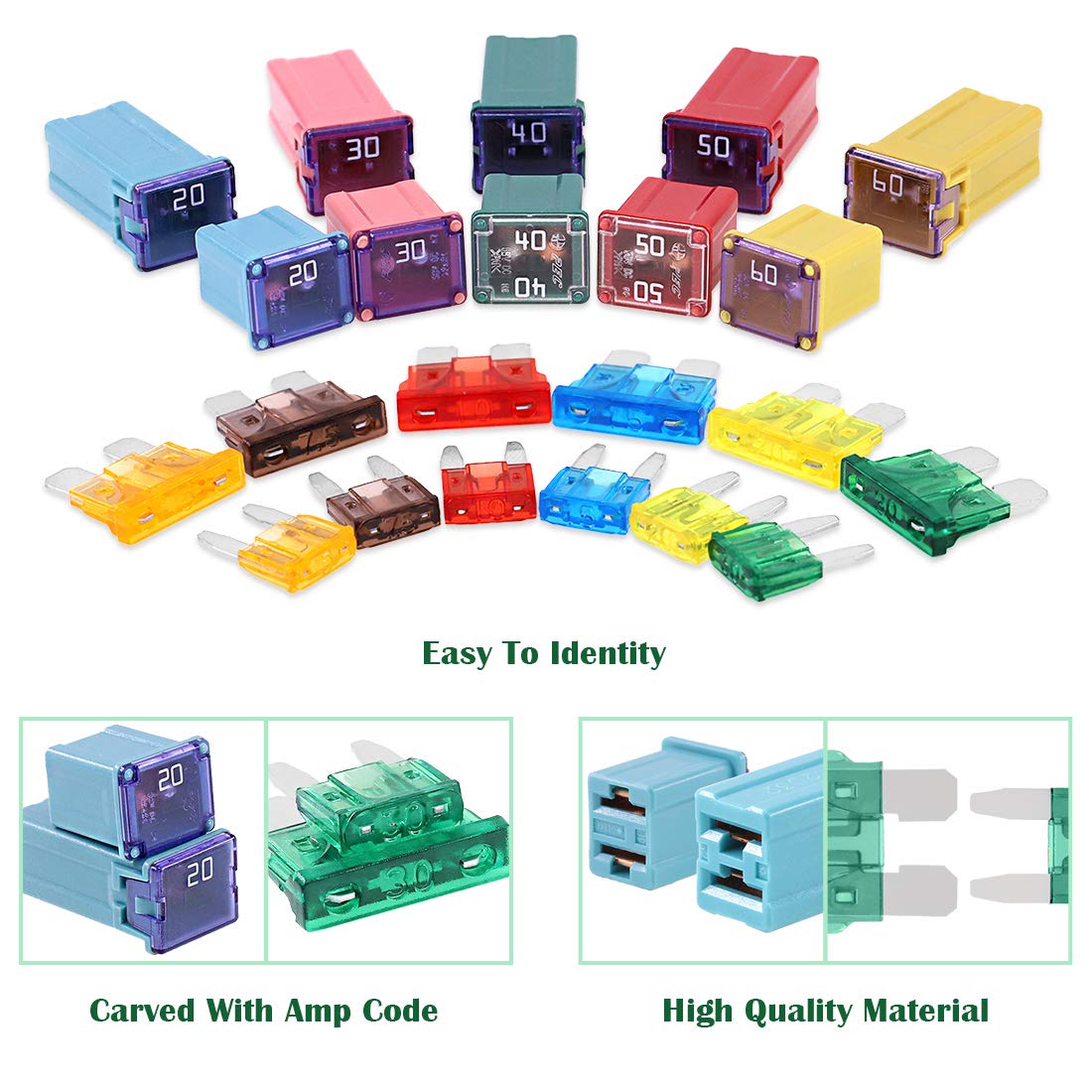 Keadic 252Pcs Full Range Car Blade Fuses Assortment Kit, Automotive Assorted Fuses With A Puller Tool For Ford Chevy/Gm Nissan A