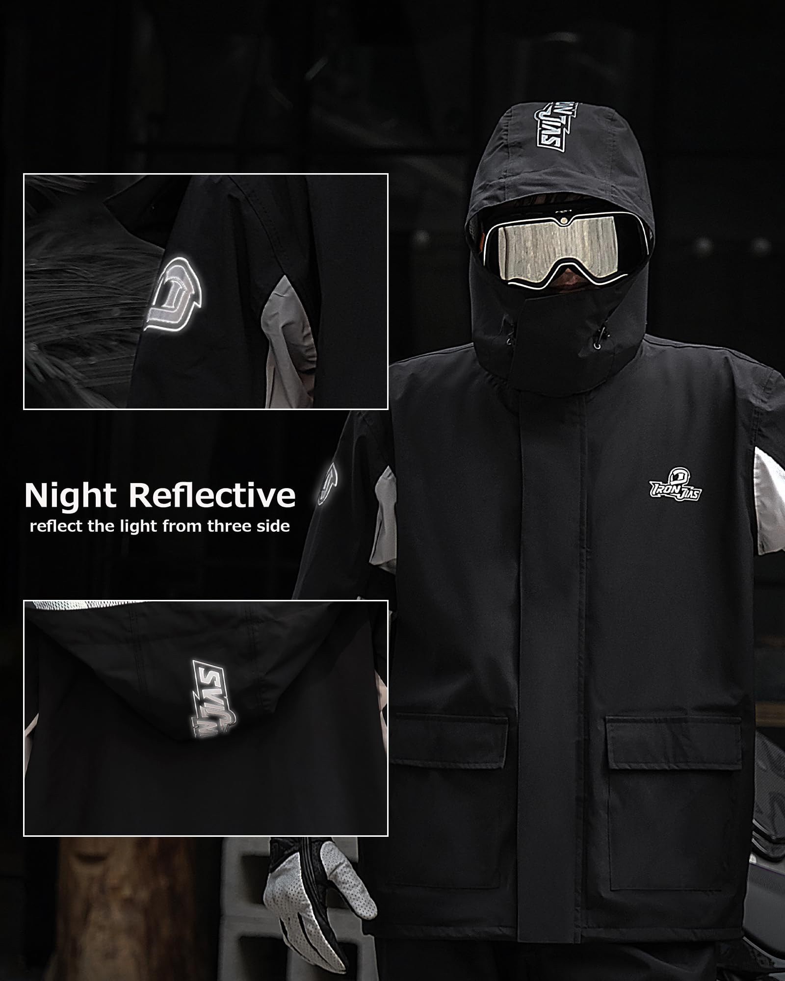 IRON JIA'S Rain Suit, Motorcycle Rain Gear Suit for Men & Women, Jackets & Pants Reflective Waterproof Breathable Rainsuit