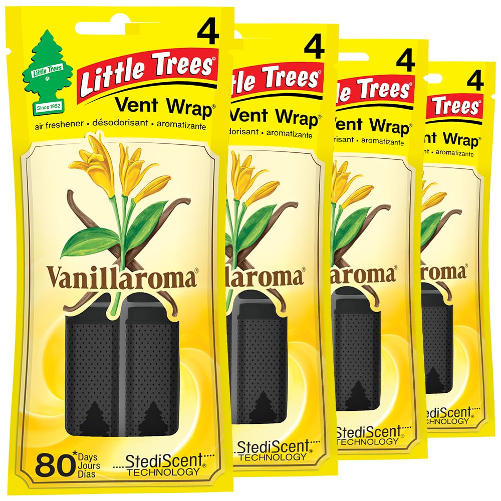 Little Trees Car Air Freshener. Vent Wrap Provides Long-Lasting Scent, Invisibly Fresh. Vanillaroma, 16 Air Fresheners