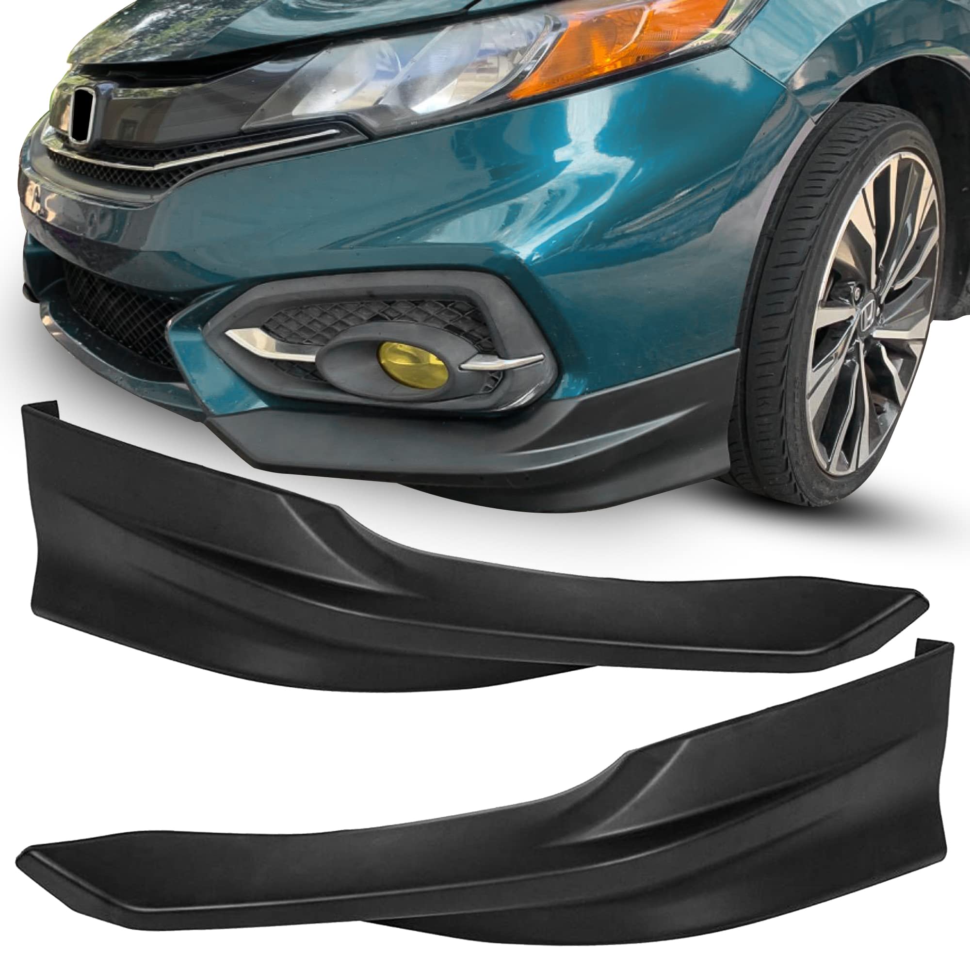 ECOTRIC Front Bumper Spoiler Lip Compatible with 2014-2015 Honda Civic 2DR Coupe HFP Style 2Pcs Painted Black