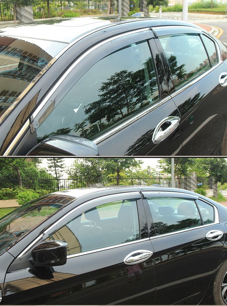 Vesul Outside Mount Tape-On Polycarbonate Rain Guards Window Visors Compatible With Honda Accord 2013-2017 Window Wind Deflector