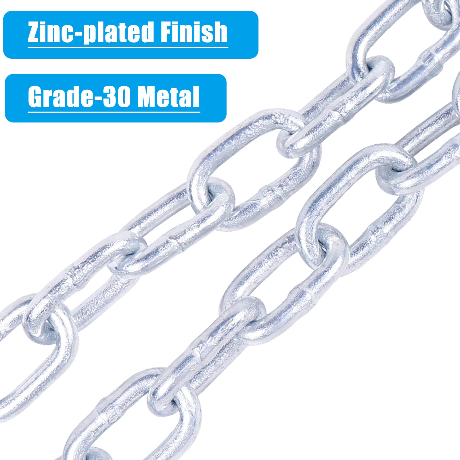 Tnyeobae 54 '' Trailer Safety Chain With 2Pcs 1/4 '' Spring Hook, Grade-30 Metal Safety Chain Kit 5000 Lbs(Pack Of 2)
