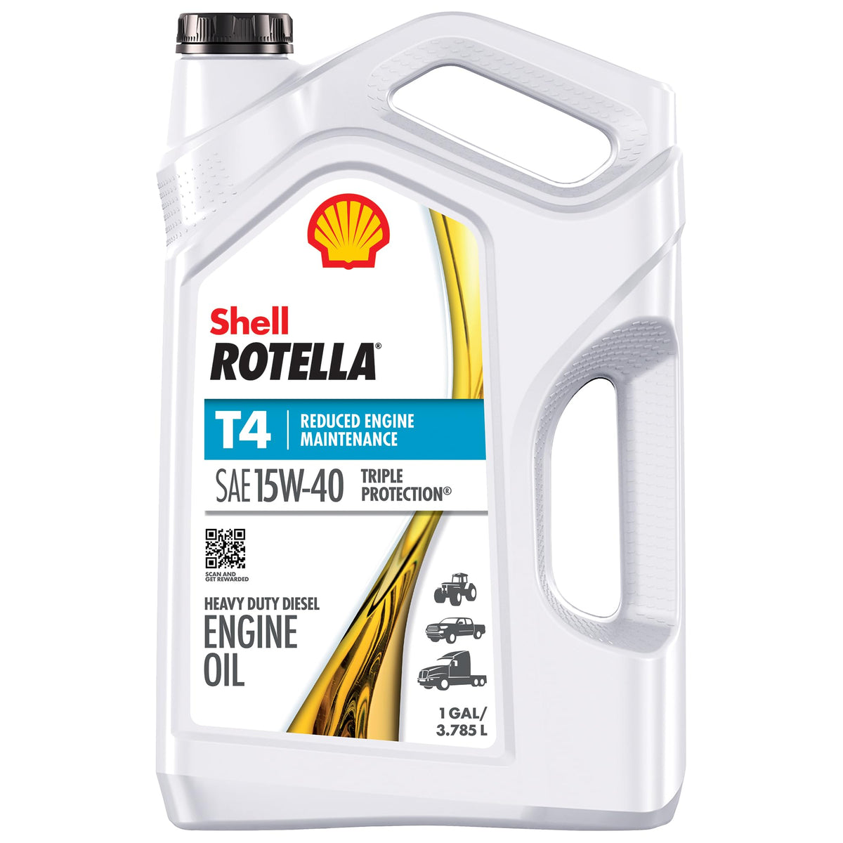 Shell Rotella T4 Triple Protection Conventional 15W-40 Diesel Engine Oil (1-Gallon, Case Of 3)