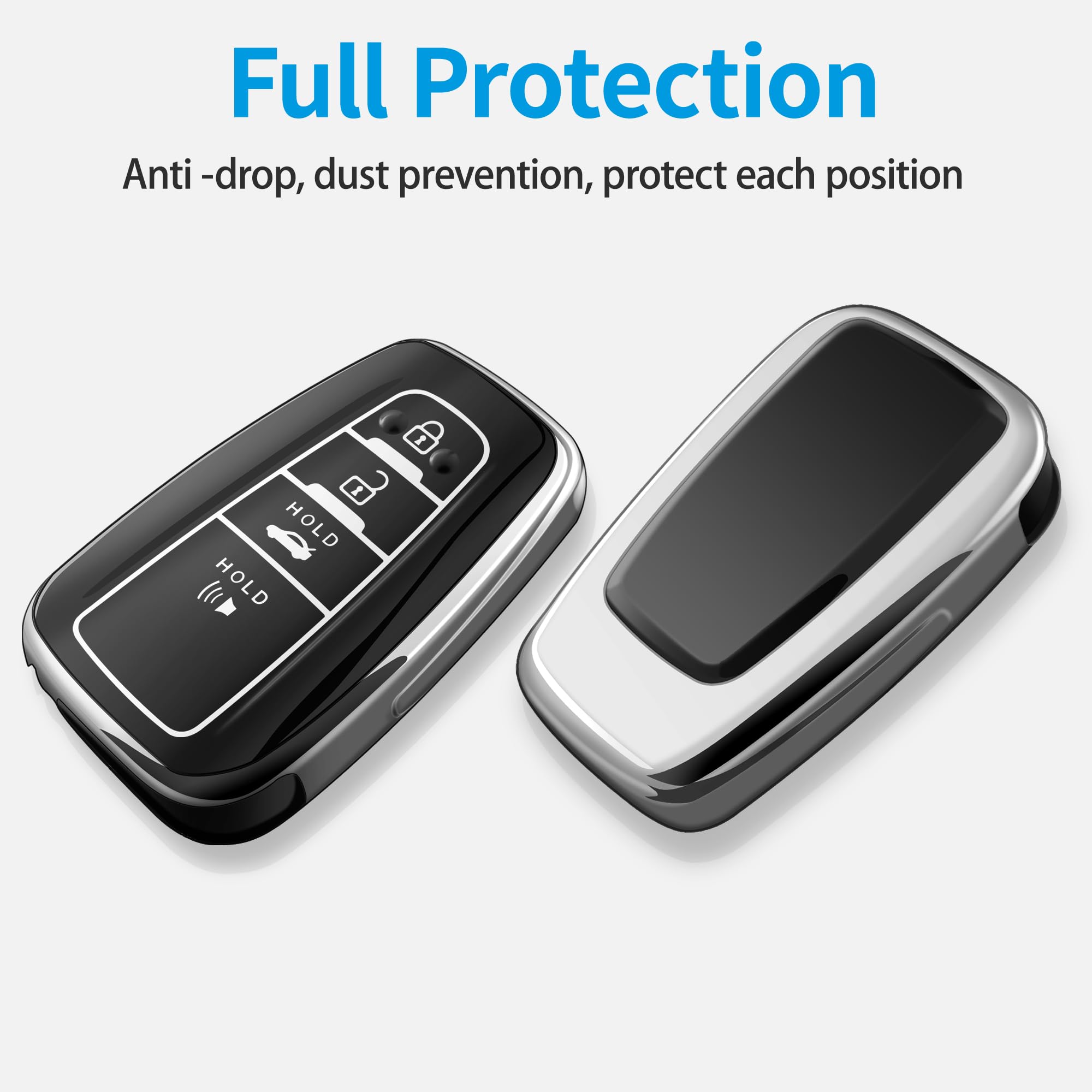 Autophone Compatible With Toyota Key Fob Cover With Keychain Fit For 2020-2022 Highlander Prius Corolla 2018-2024 Camry Rav4 Ava