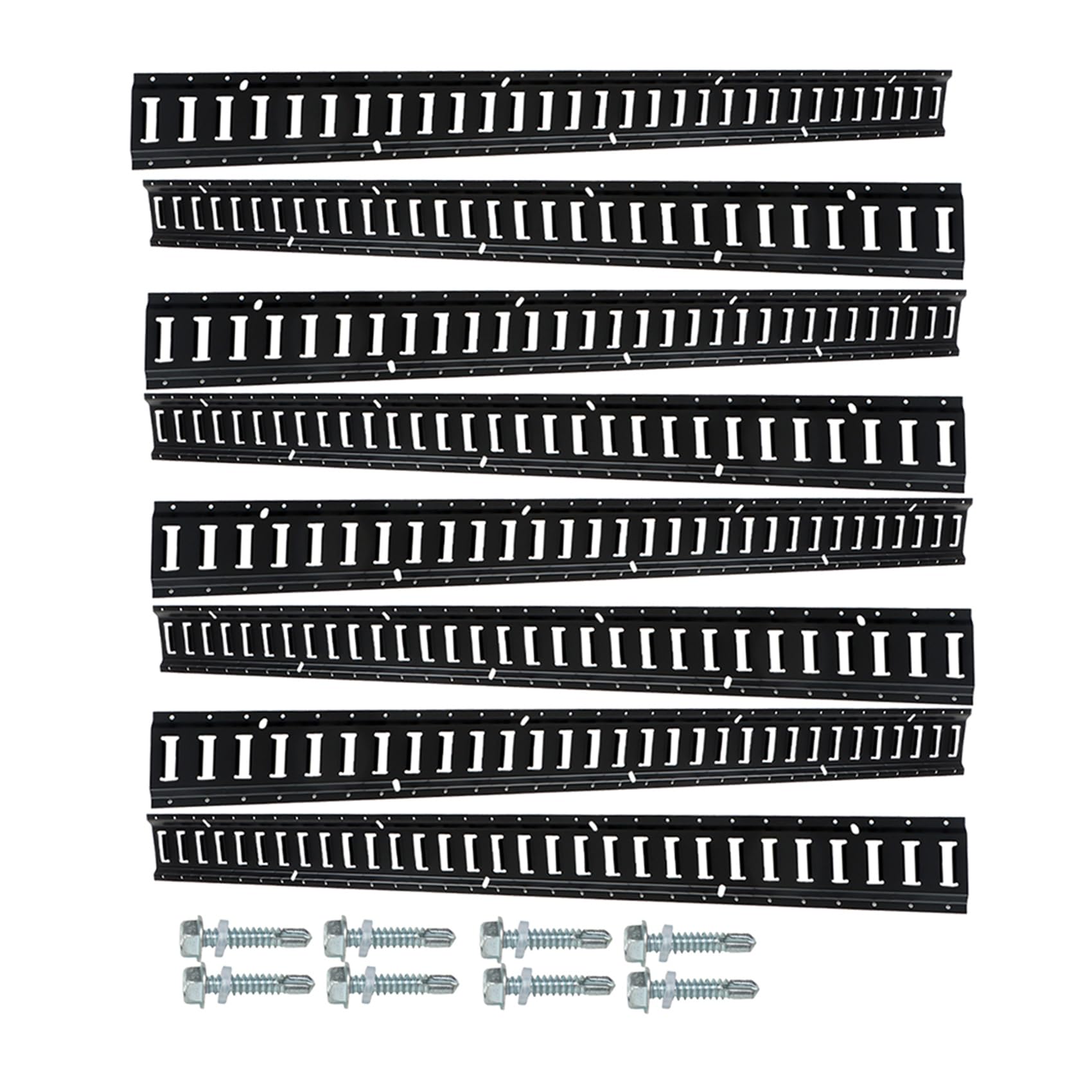 labwork 8 PCS Powder Coat Black E Track Tie Down Rail Kit 5 Foot for Garages Van Trailers Motorcycle Tie Downs Heavy Loads Up to