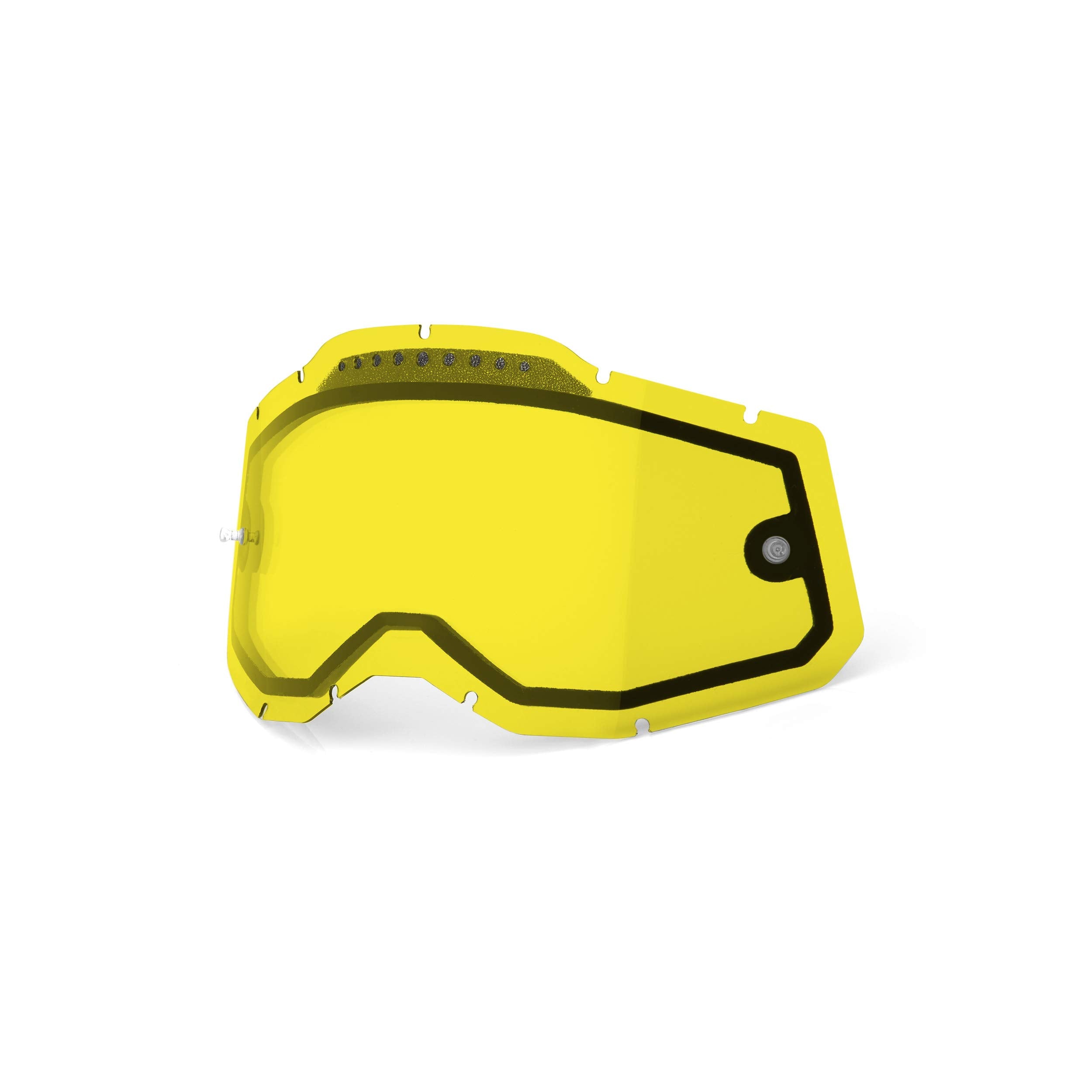 100% Goggle Vented Replacement Lens - Racecraft 2, Accuri 2, Strata 2 Compatible (Vented Dual Pane-Yellow Base)