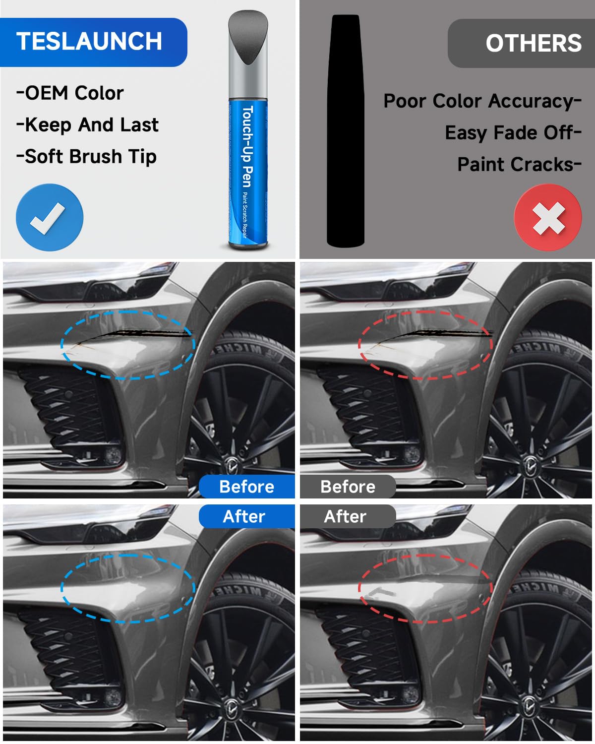 Teslaunch 1H9 Nebula Gray Pearl Touch Up Paint Compatible with Lexus Exact Match Touch Up Paint Car Scratch Repair