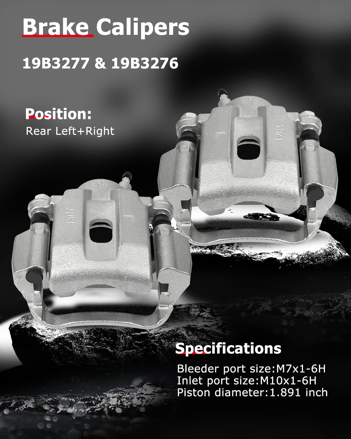 cciyu 19B3277 19B3276 Rear Left & Right Brake Calipers With Bracket For Toyota For Sequoia 2008-2015,For Toyota For Tundra 2007-