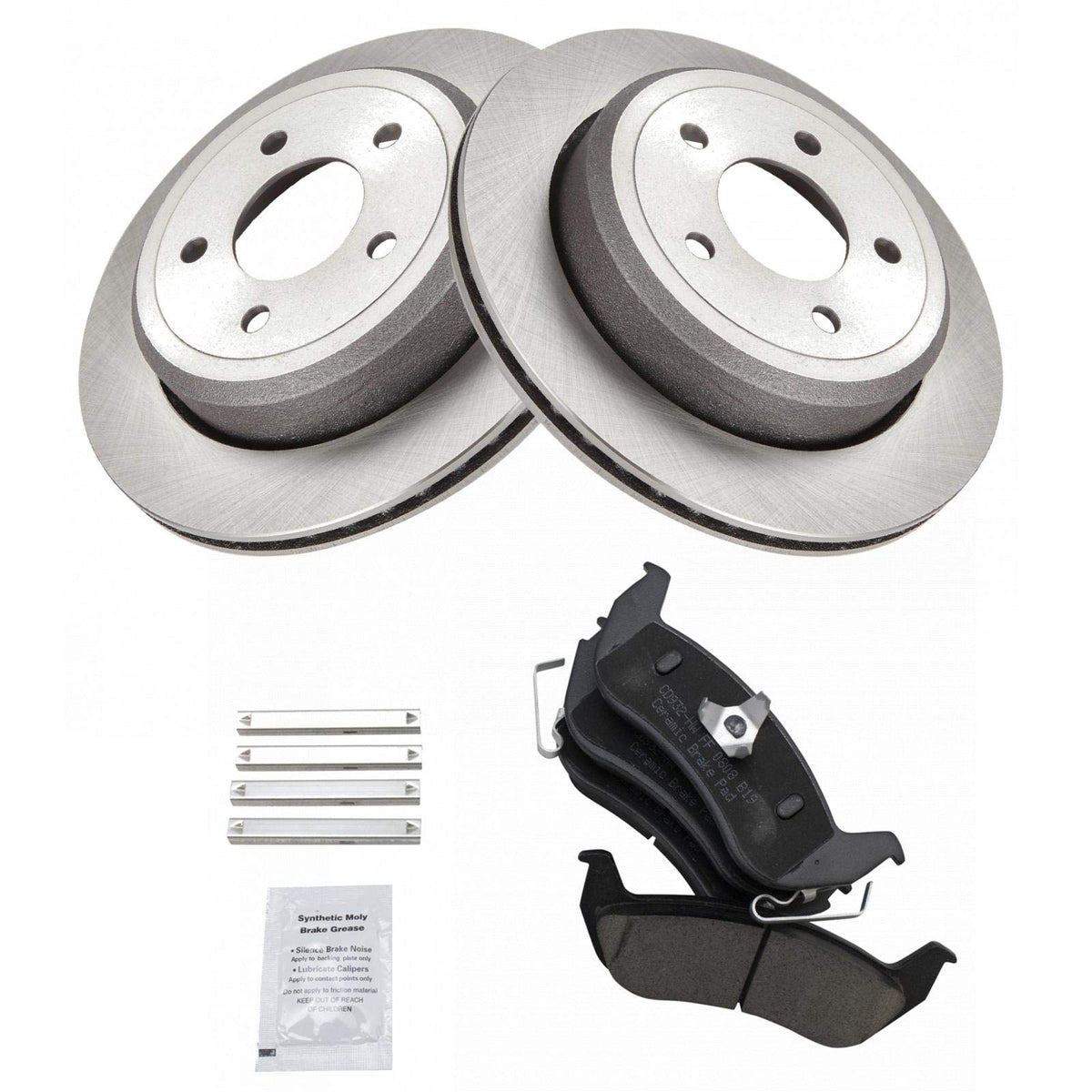 Trq Rear Brake Pad & Rotor Kit Brake Pads Brake Rotor Ceramic Compatible With 2003-2011 Ford Crown Victoria Mercury Grand Marqui