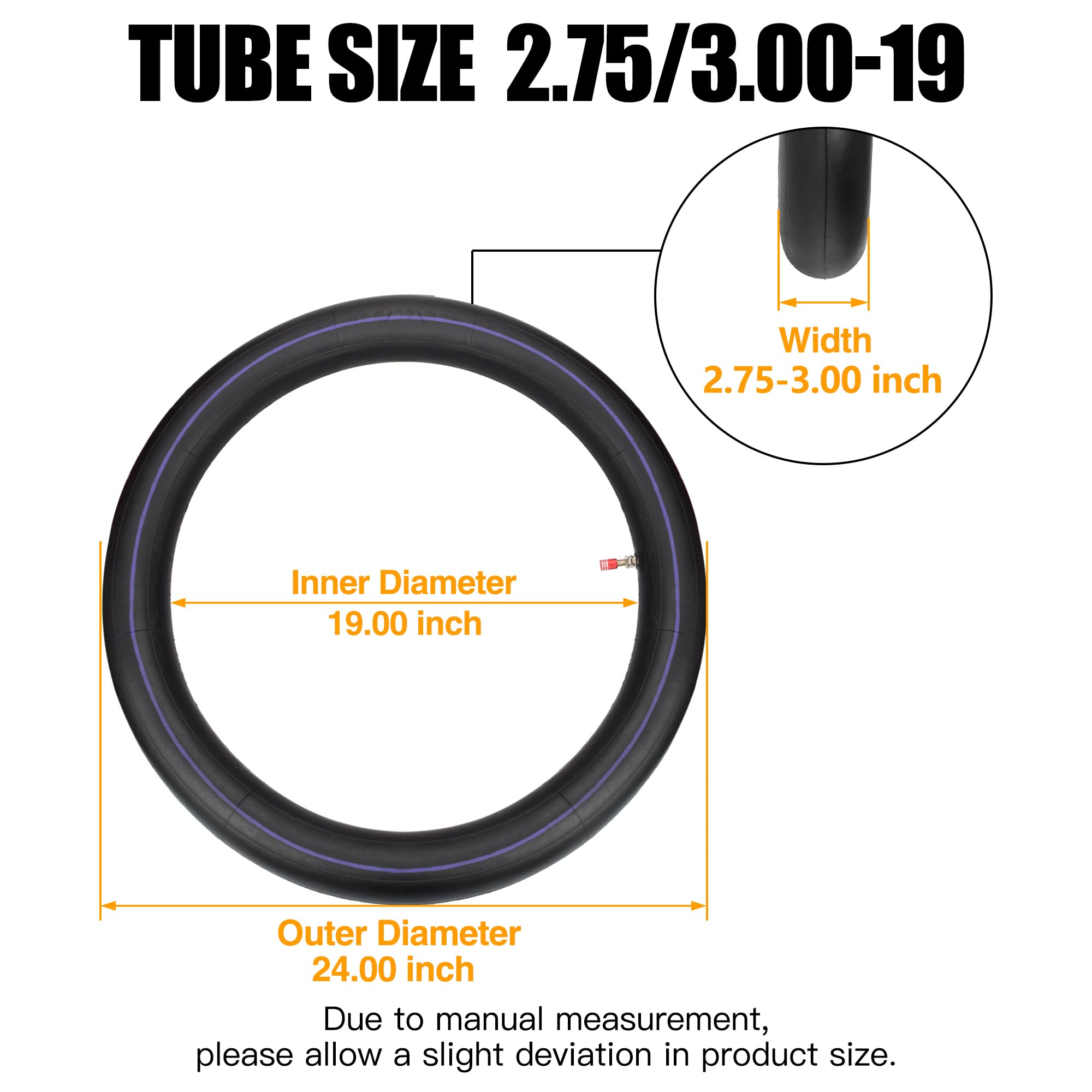 2.75/3.00-19 2.75X19 2.50-19 70/100-19 Inner Tube For Honda Crf 100F 125Fb 150F 450R Kawasaki Kx 100 250 500 250F 450F Off Road Motocross Motorcycle Dual Sport Adventure Trail Pit Dirt Bike