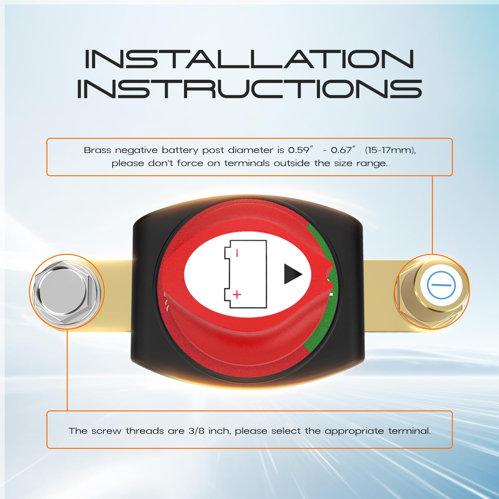 Side Post Battery Disconnect Switch, Cnaodun Battery Cut Off Switch With Top Post Negative12-48V Heavy Duty Battery Shut Off Swi