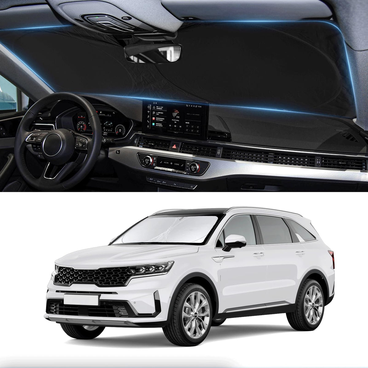 Custom Fit Sorento Windshield Sunshade For 2021-2023 2024 2025 Kia Sorento Front Window Shades Cover For Windshield Sun Visor Pr