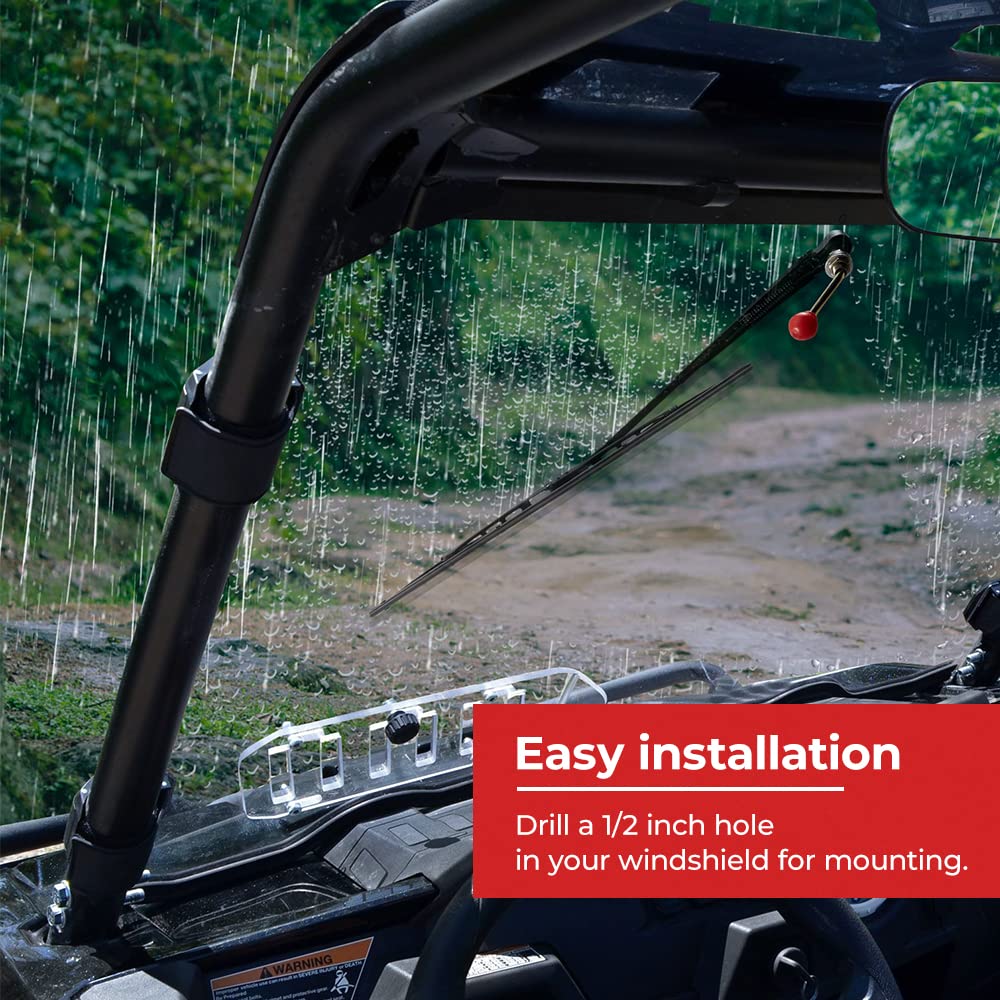 Kemimoto Utv Manual Hand Operated Windshield Wiper Assembly Compatible With Maverick X3 Commander Defender Pro Windshield Wiper