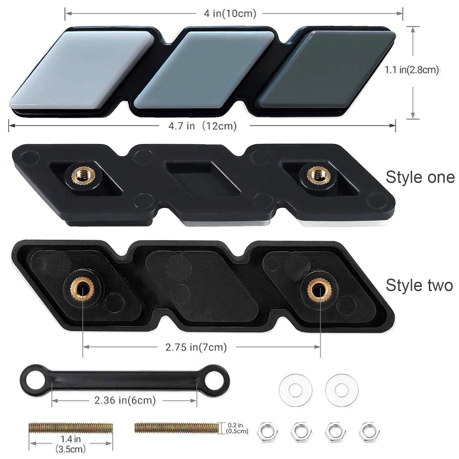 Tri-Color Front Grill Badge Emblem For Tacoma 4 Runner Tundra Sequoia Rav4 Highlander(White/Gray/Black