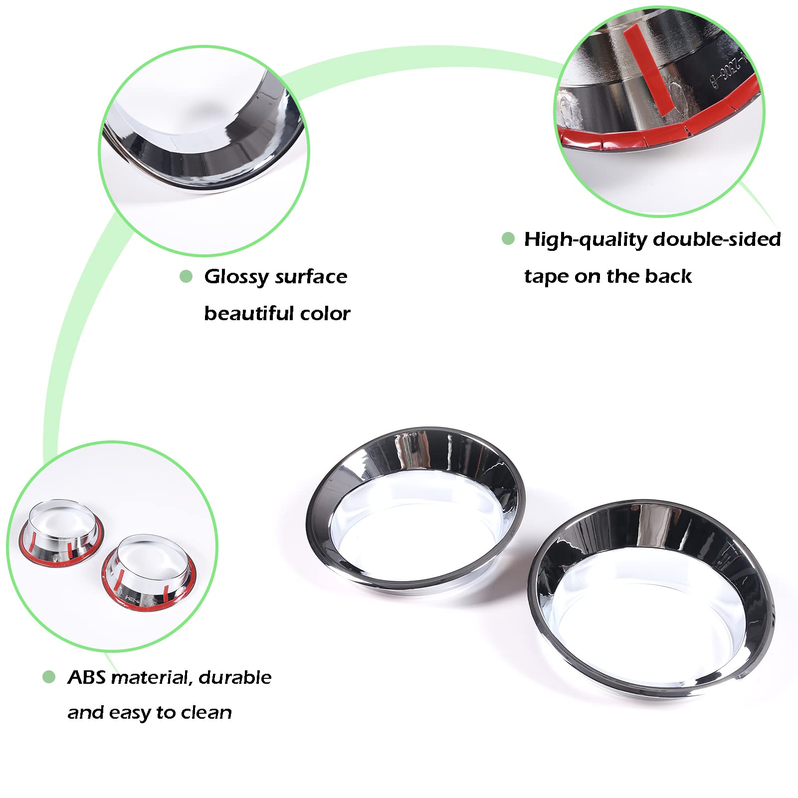 Piugilh Front Bumper Driving Fog Light Lamp Ring Bezels Covers Fit For 2005-2009 Hummer H3,Front Fog Lamp Light Cover Trim Frame Car Accessories