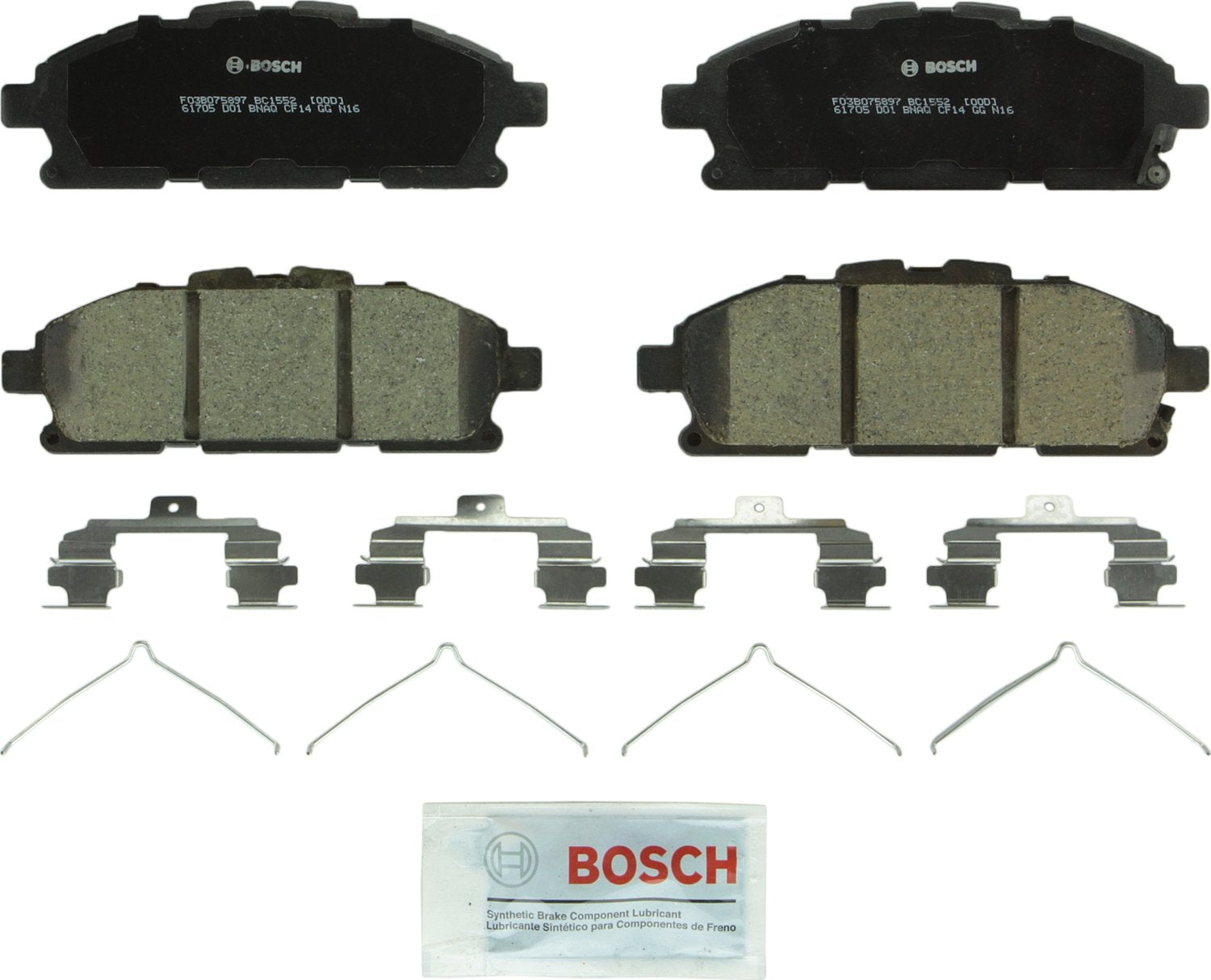 BOSCH BC1552 QuietCast Premium Ceramic Disc Brake Pad Set - Compatible with Select Nissan Quest; FRONT