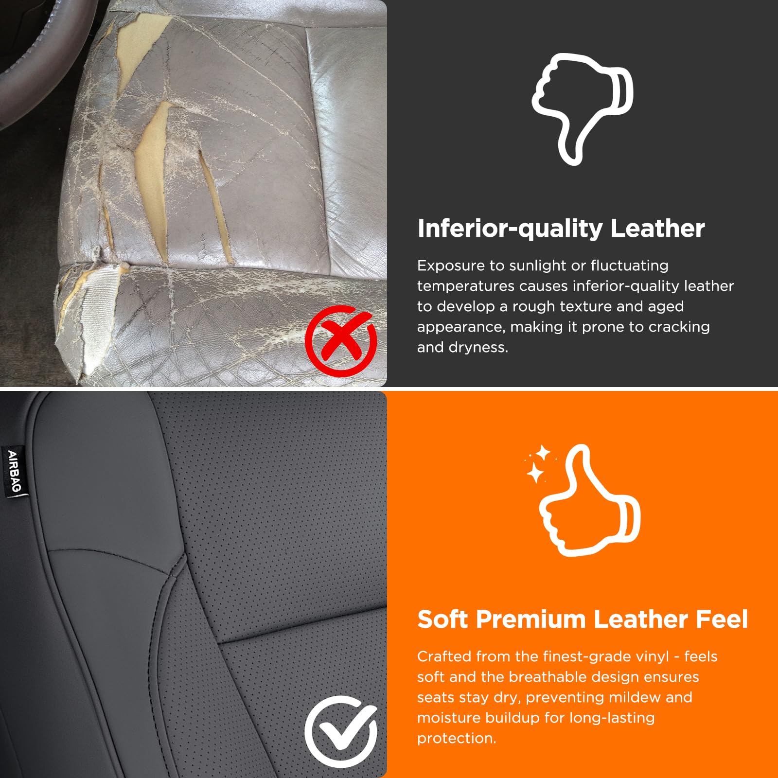 Drcarnow For Toyota Tacoma Seat Covers,Fit For 2016-2019 2020 2021 2022 2023 Leather Seat Cover Crew Cab/Double Cab Waterproof F