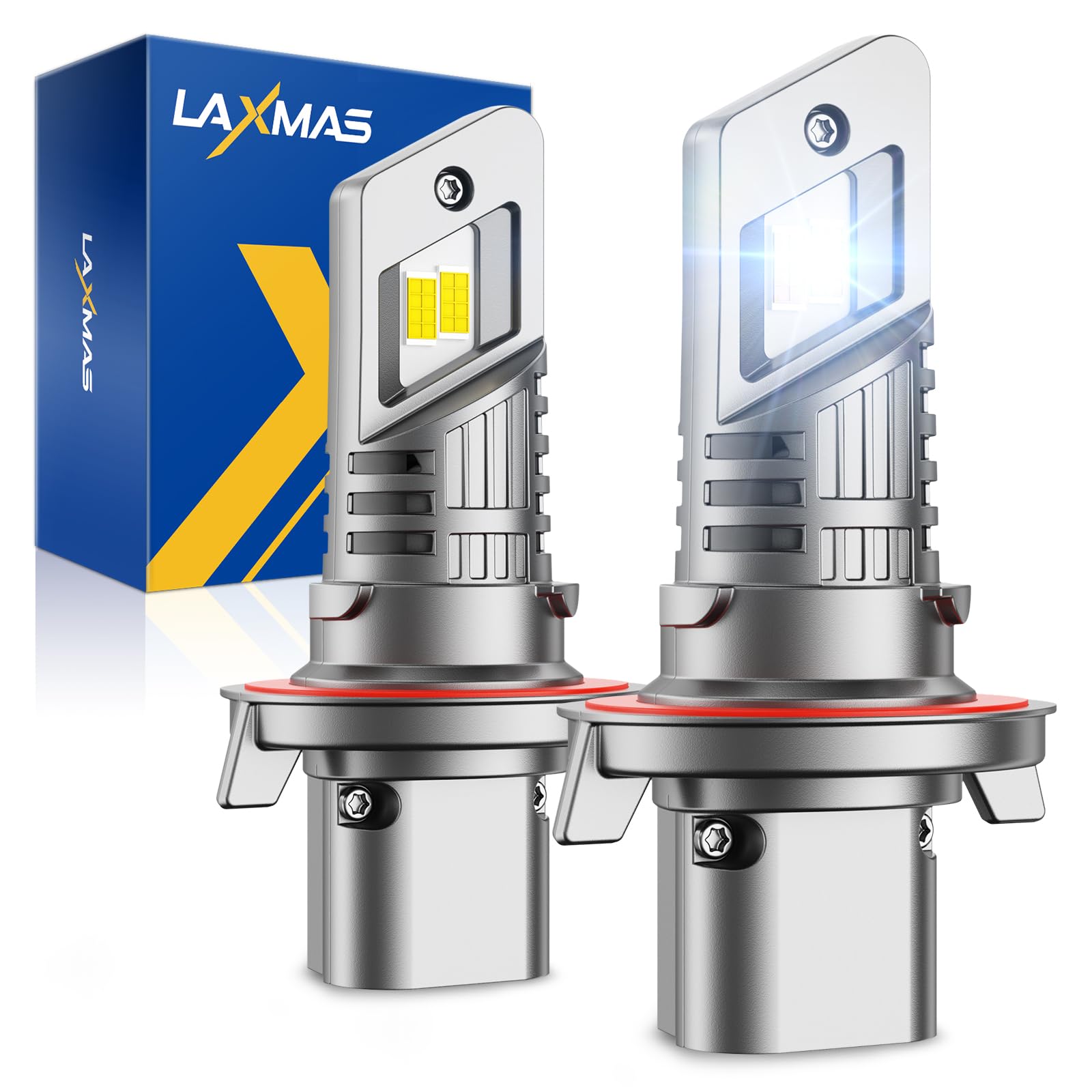 Laxmas H13 28000Lm Bulbs, 6500K Cool White H13/9008 Fog Lights With 15000Rpm Cooling Fan, Wireless, Ip67 Waterproof, Plug-N-Play