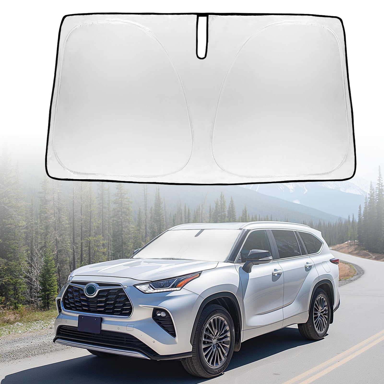 For 2024 Upgrade Highlander Windshield Sun Shade Front Sunshade Custom Fit For 2007-2023 Toyota Grand Highlander Hybrid Suv Wind